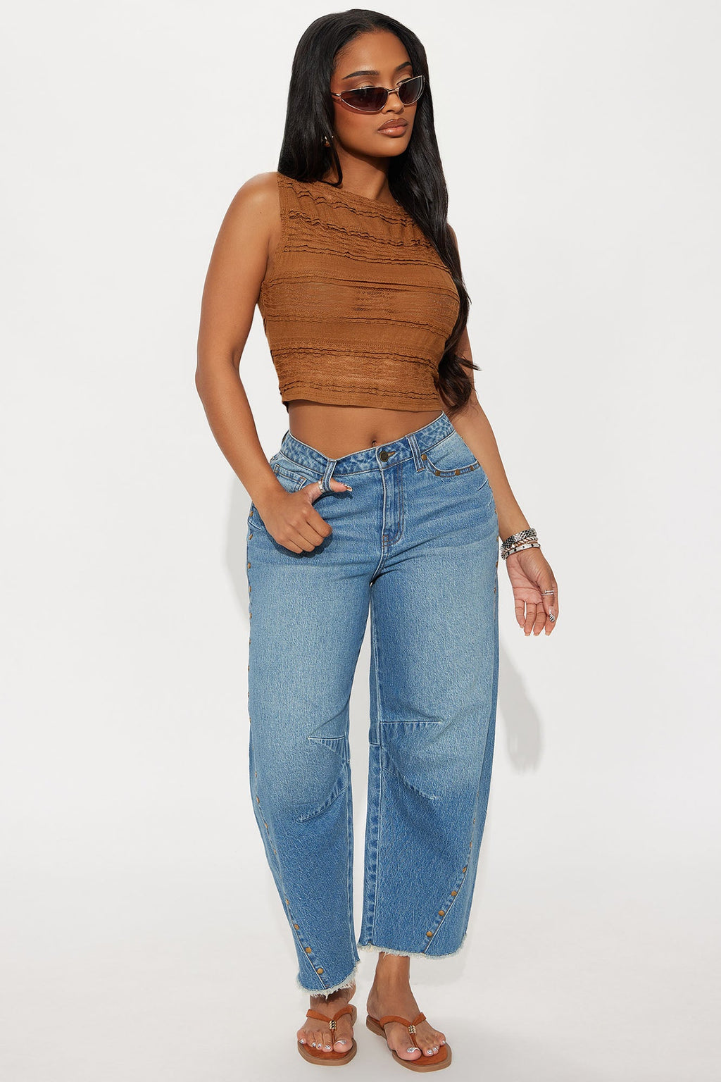 Best In Show Barrel Leg Jeans - Medium Wash