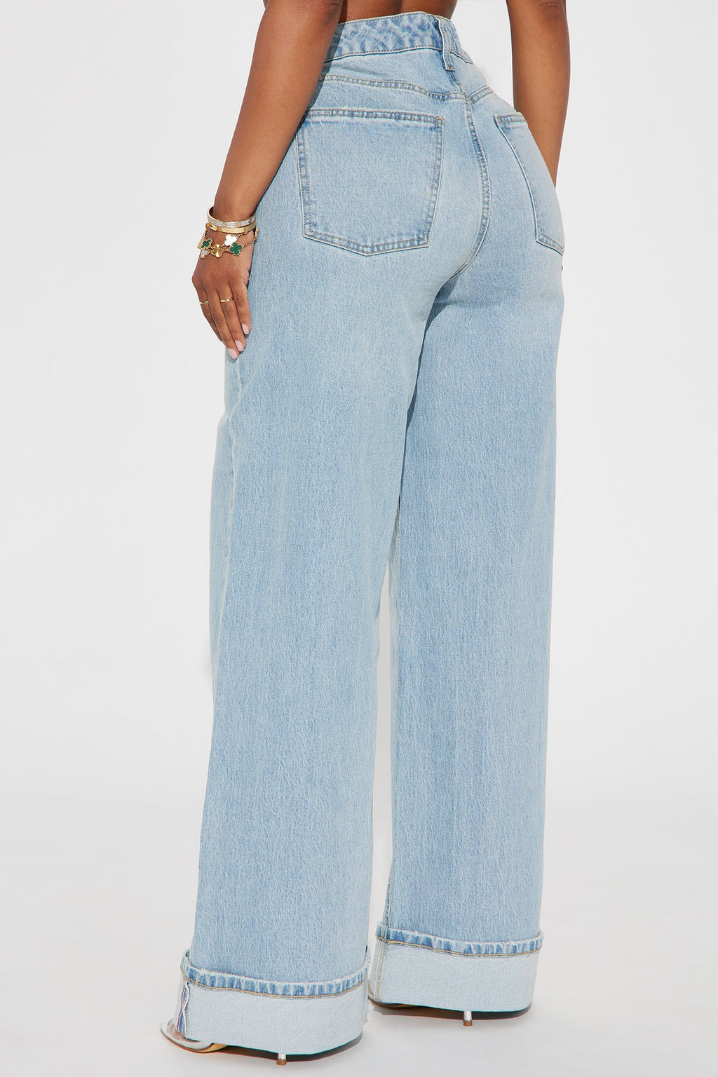 Anika Cuffed Wide Leg Jeans - Light Wash