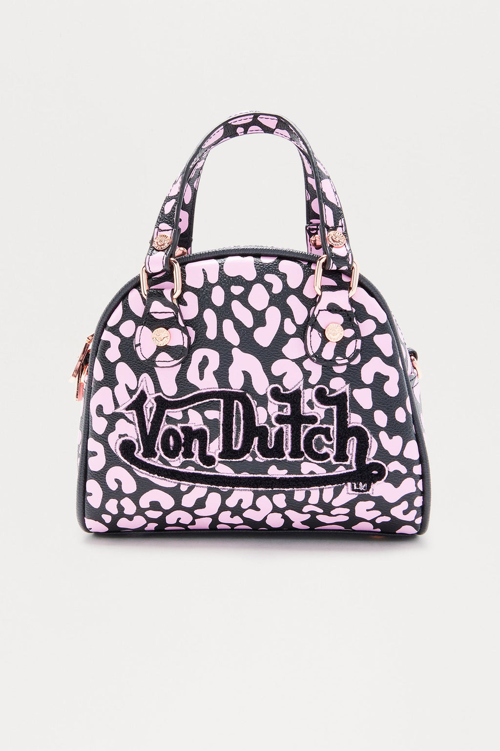 Pink Animal Crush Von Dutch Faux Leather Handbag - Pink/combo