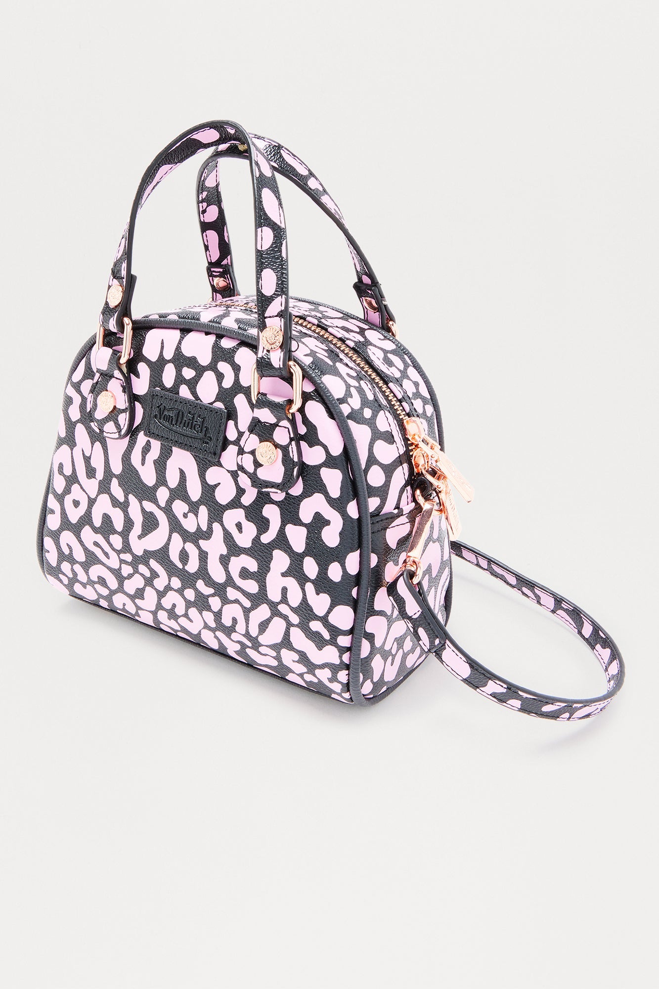 Pink Animal Crush Von Dutch Faux Leather Handbag - Pink/combo