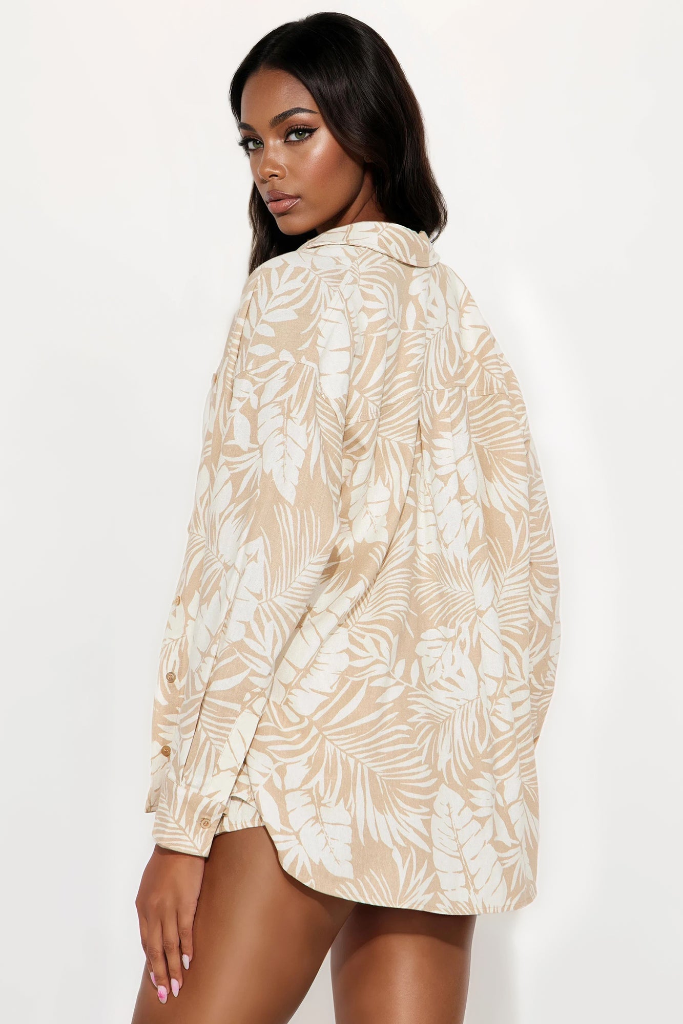 Palms Babe Linen Short Set - Taupe/combo