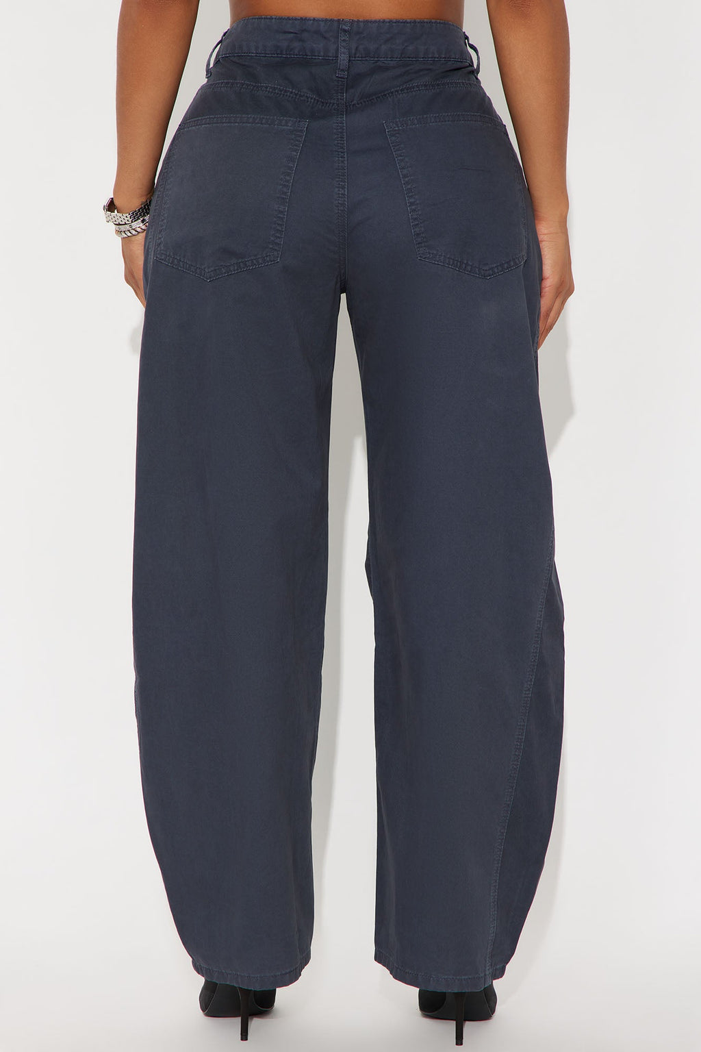 Harlow Barrel Leg Trouser Pant - Navy