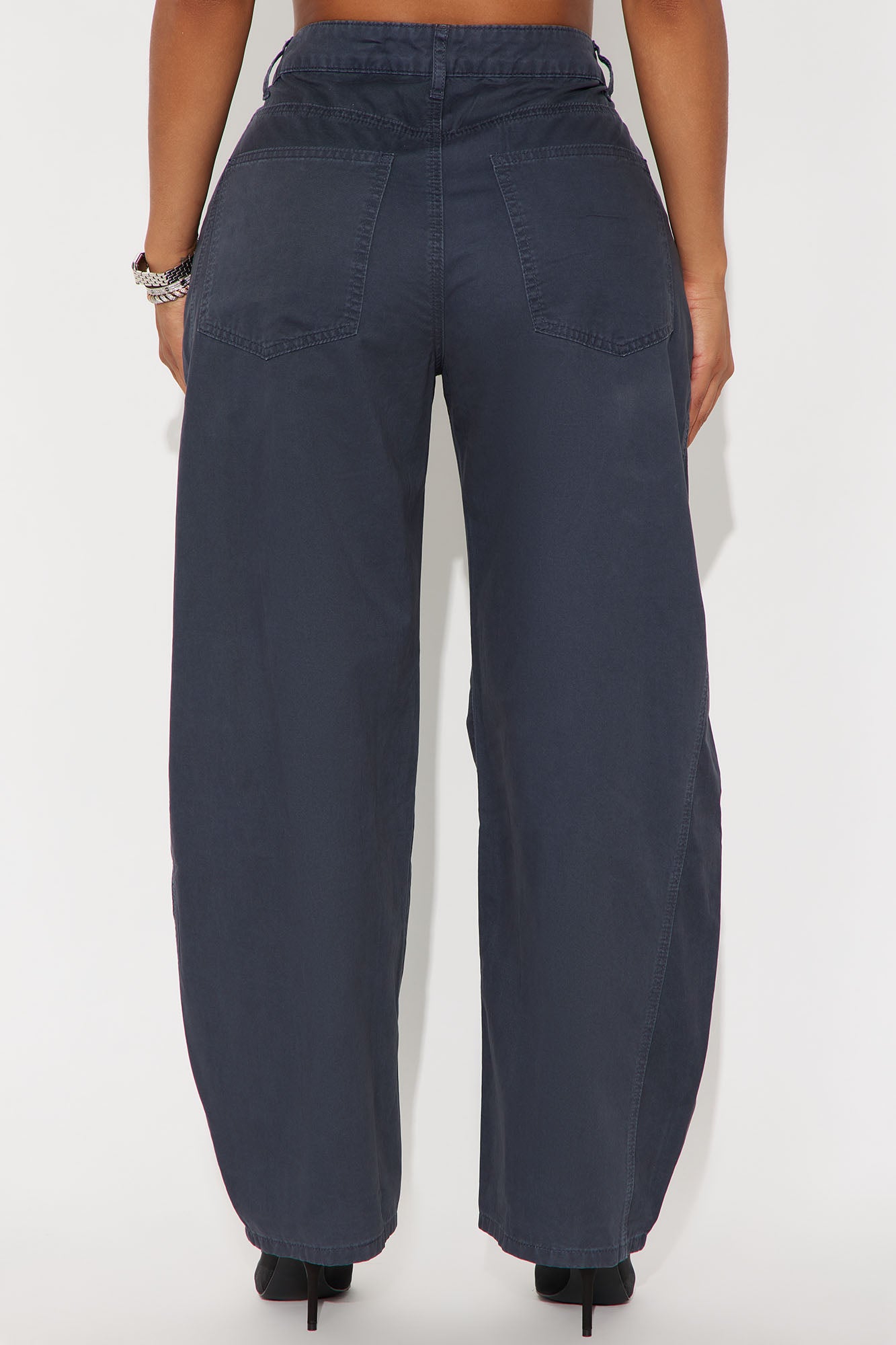 Harlow Barrel Leg Trouser Pant - Navy
