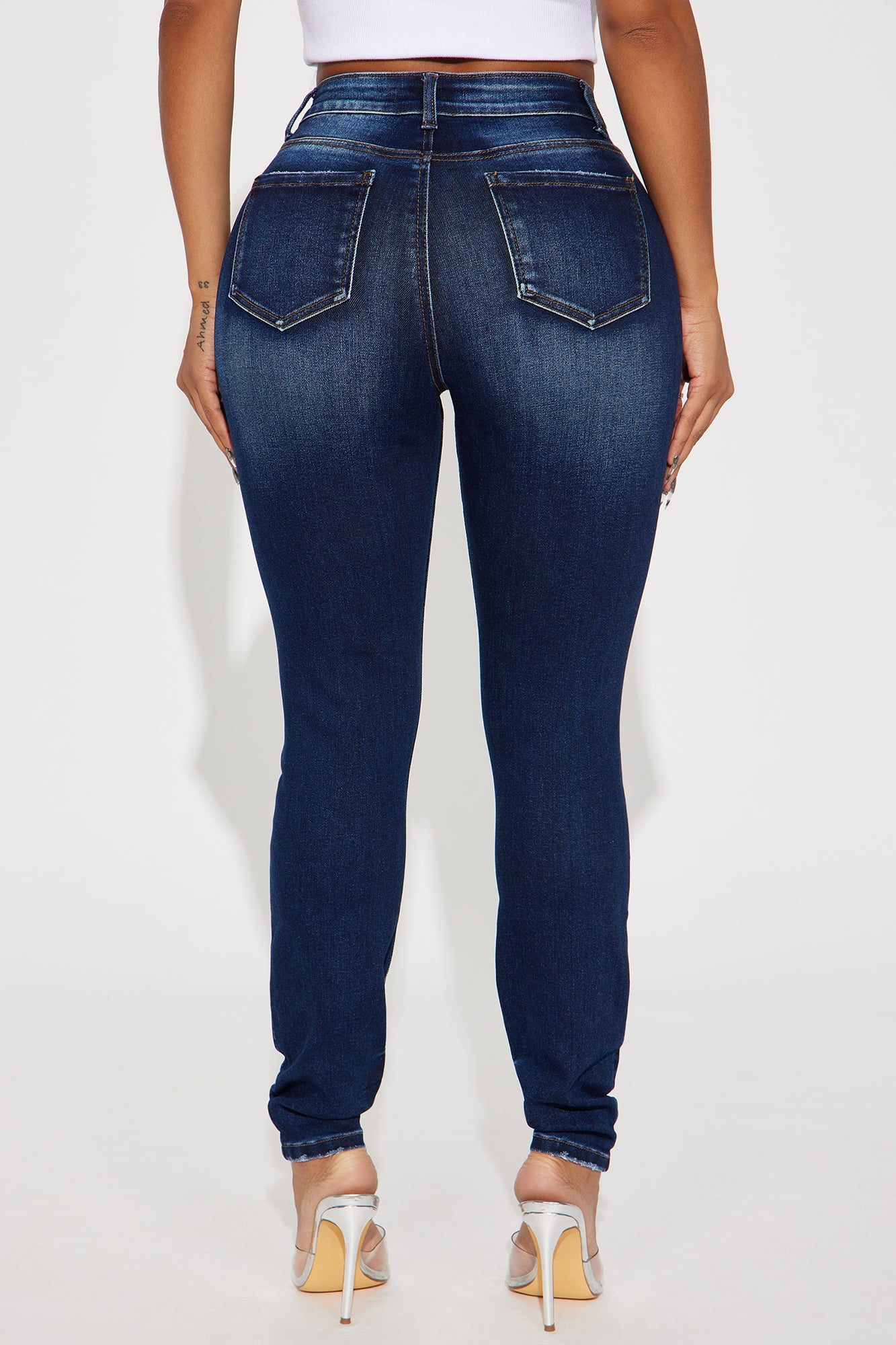 Kalisha Stretch Ripped Skinny Jeans - Dark Wash