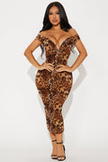 Ready To Prowl Mesh Midi Dress - Leopard
