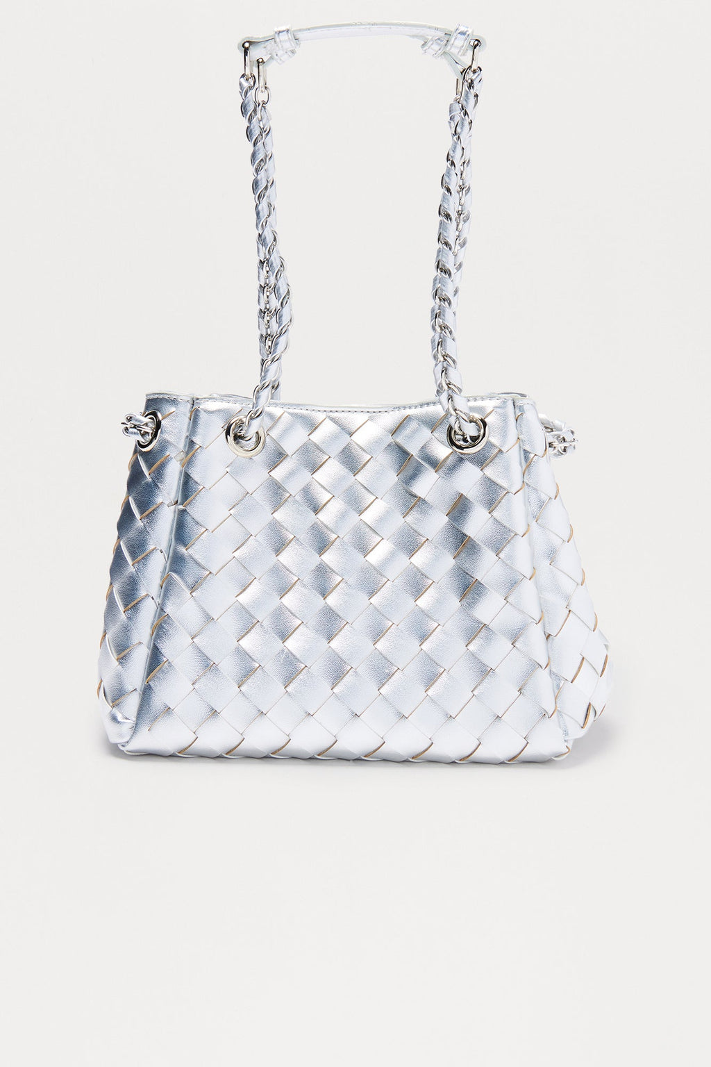 Woven Wanderlust Faux Leather Shoulder Handbag - Silver