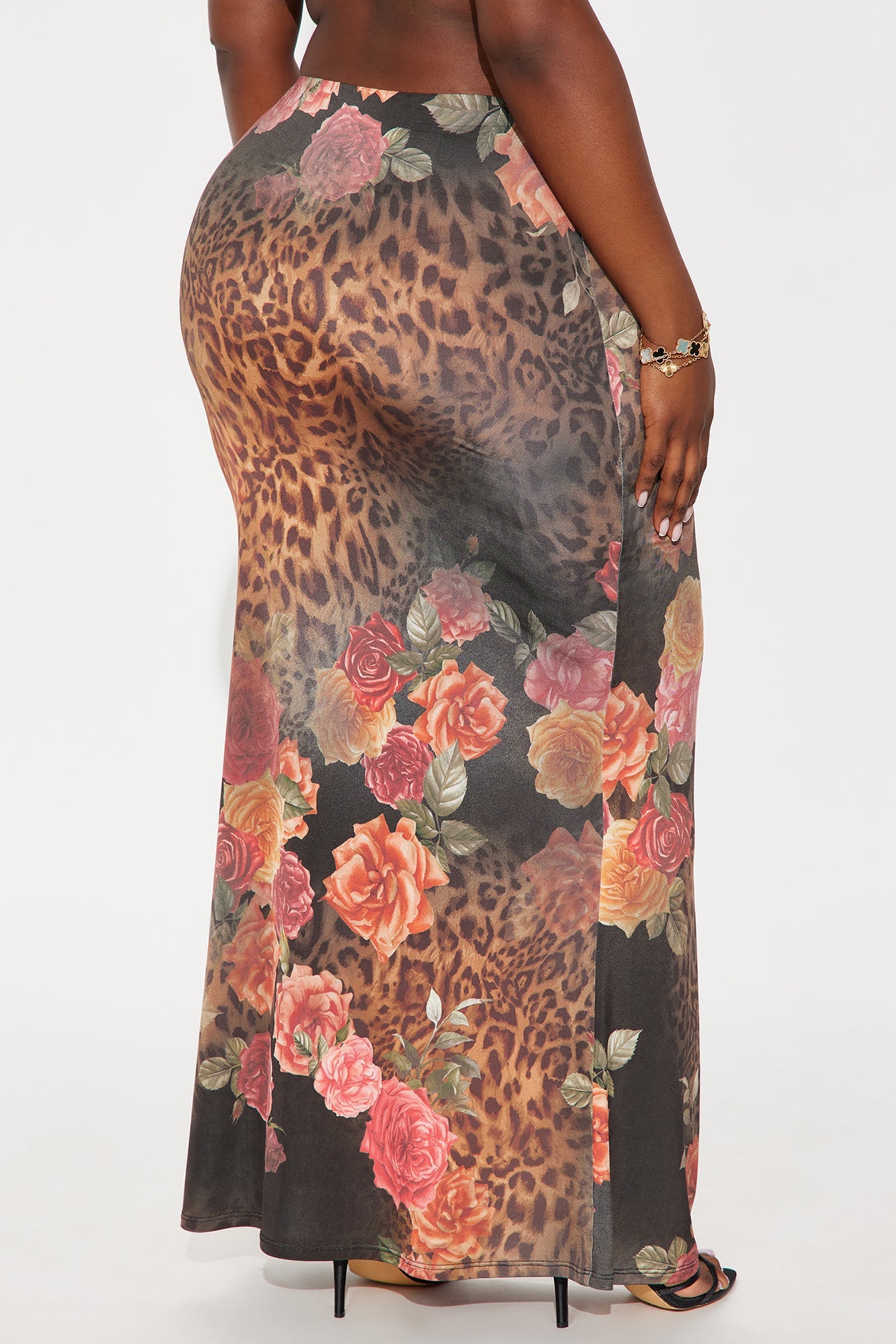 Stuck On You Leopard Floral Maxi Skirt - Brown/combo