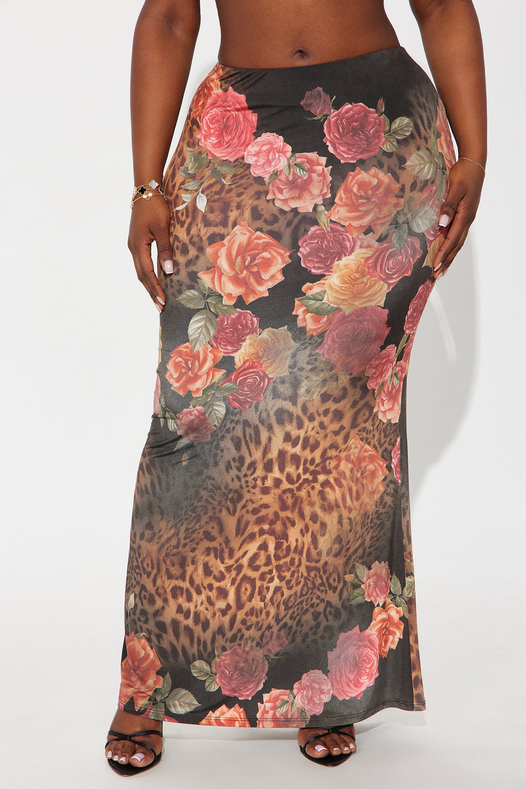 Stuck On You Leopard Floral Maxi Skirt - Brown/combo