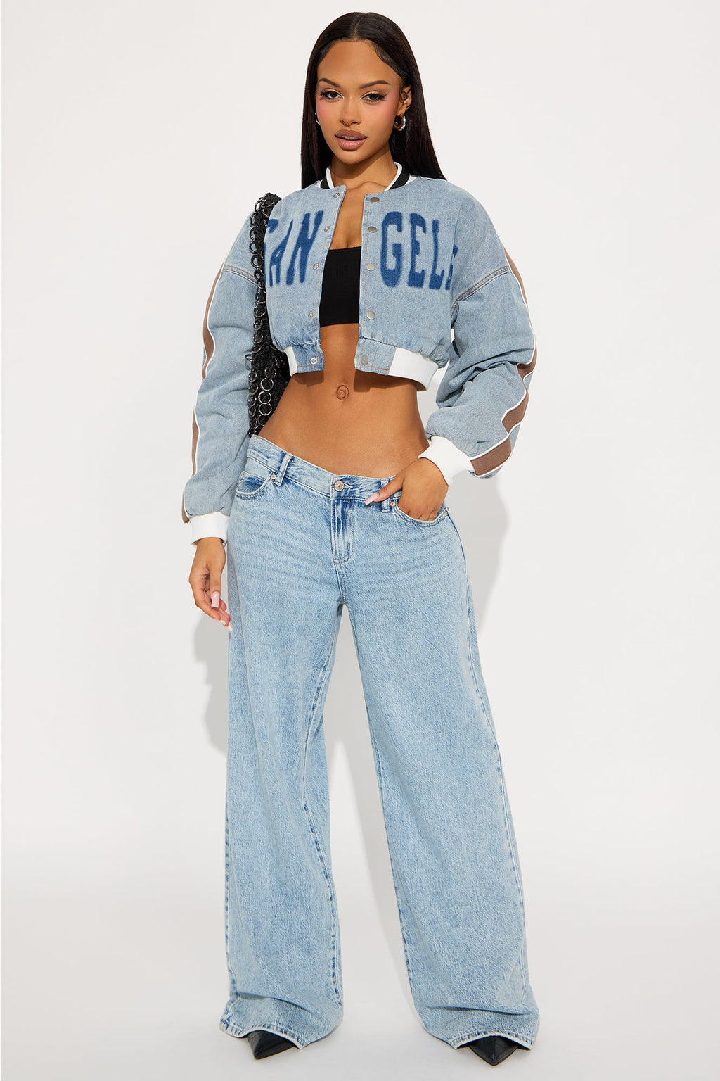 Los Angeles City Denim Bomber Jacket - Light Wash