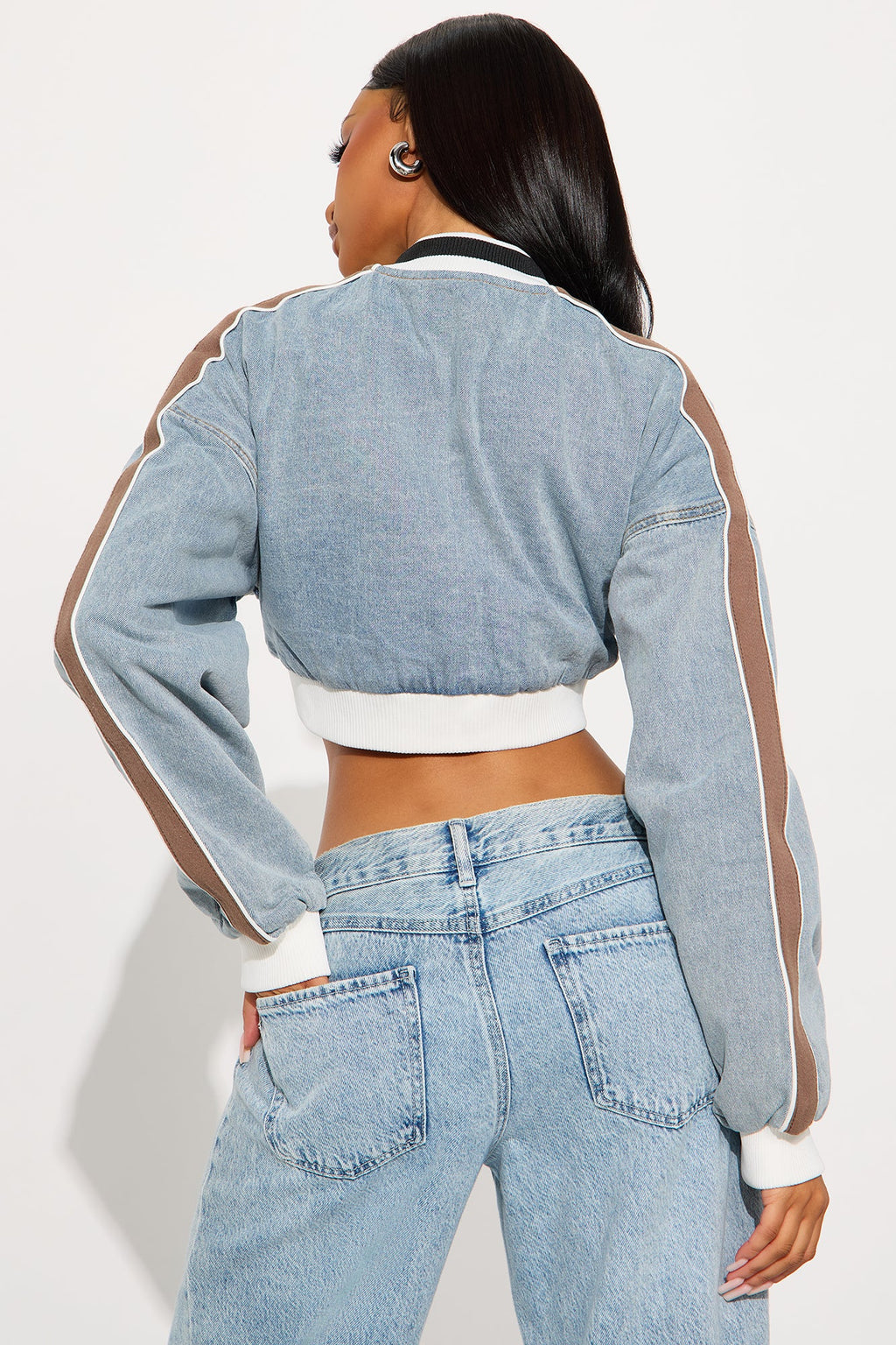 Los Angeles City Denim Bomber Jacket - Light Wash