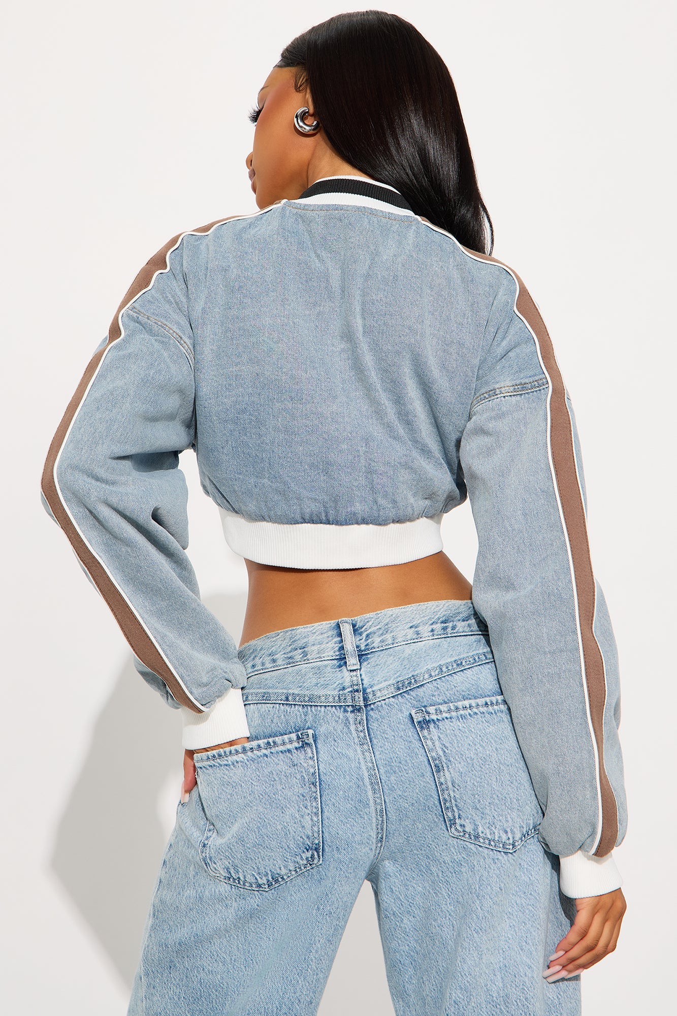 Los Angeles City Denim Bomber Jacket - Light Wash