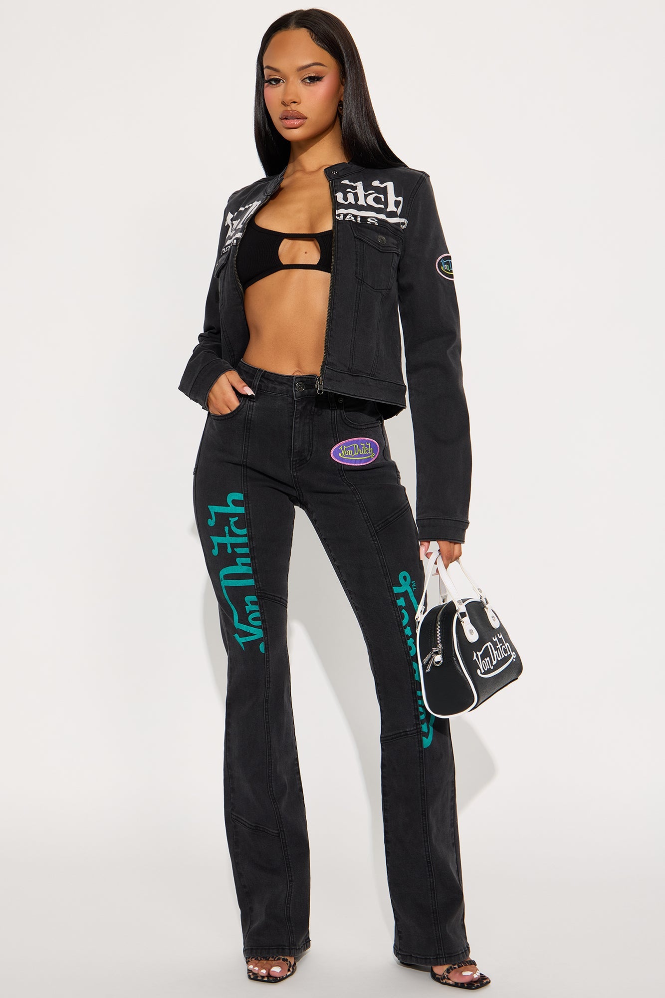 Von Dutch Moto Bootcut Jeans - Black Wash