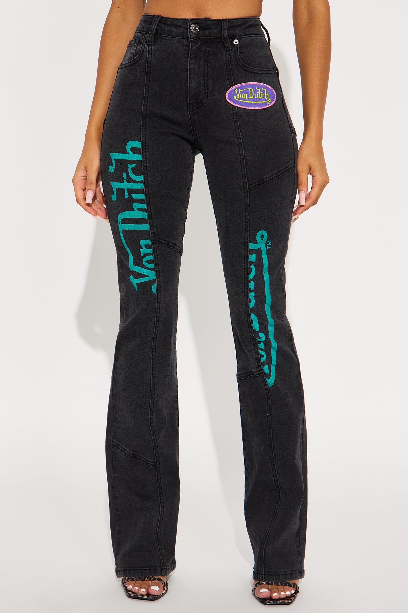 Von Dutch Moto Bootcut Jeans - Black Wash