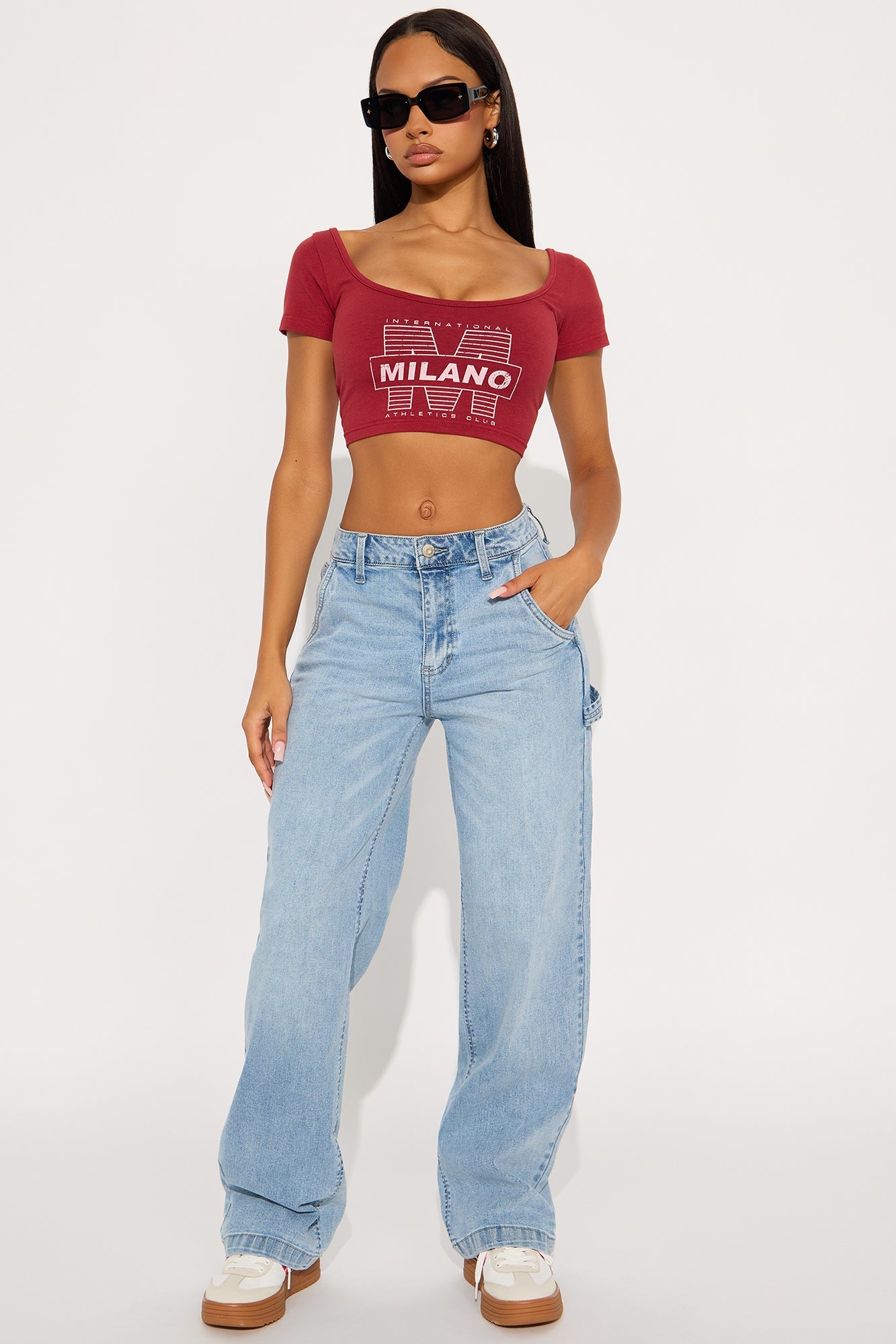 Get It Curvy Carpenter Straight Leg Jeans - Light Wash