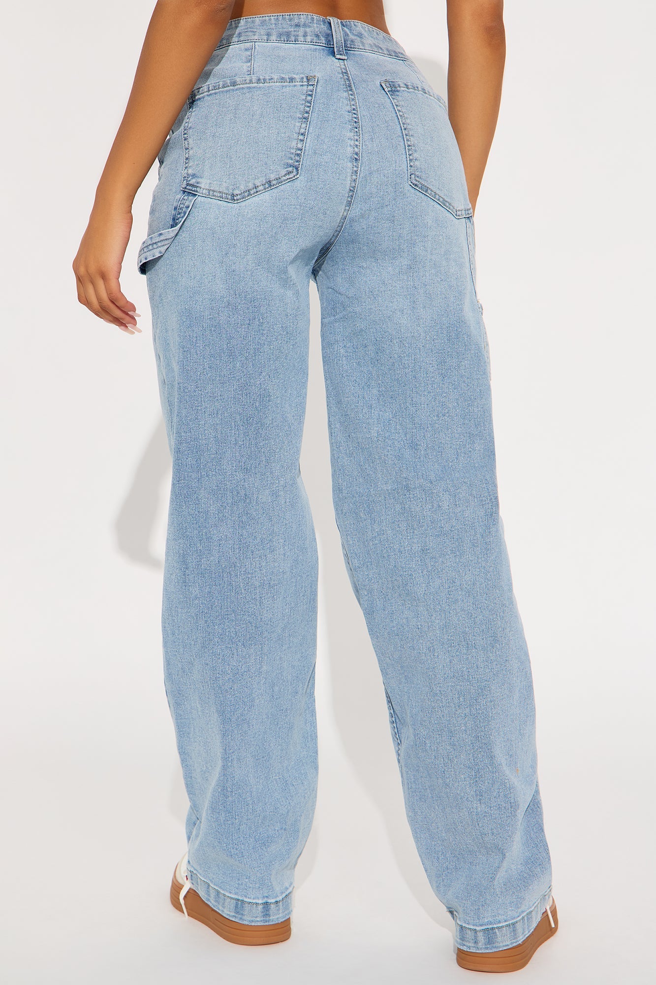 Get It Curvy Carpenter Straight Leg Jeans - Light Wash