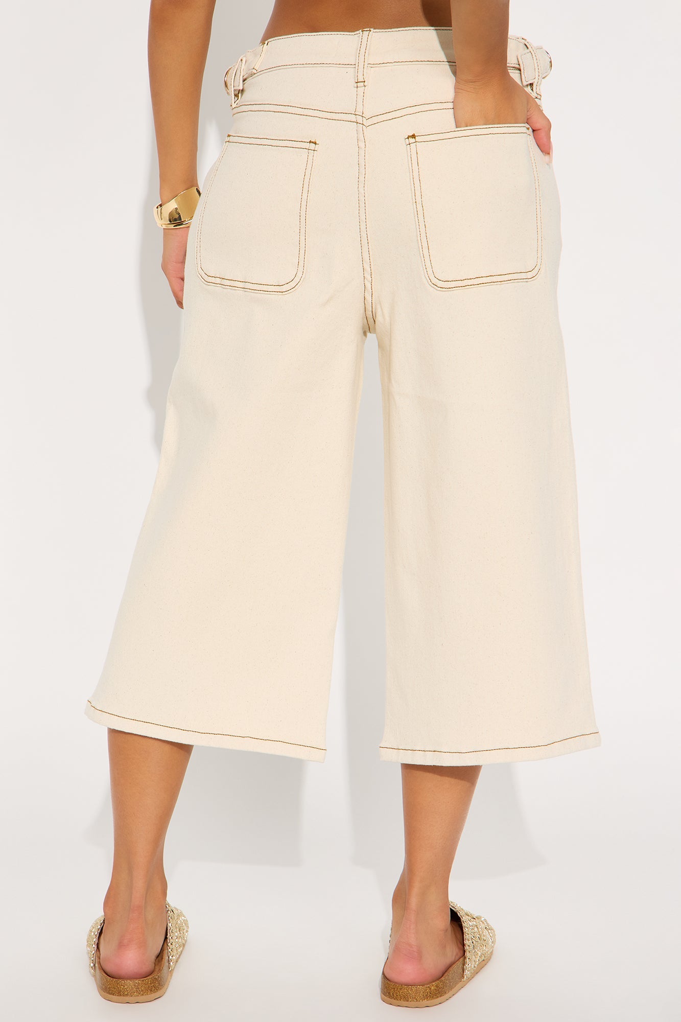 On Melrose Waistband Tab Denim Jorts - Cream