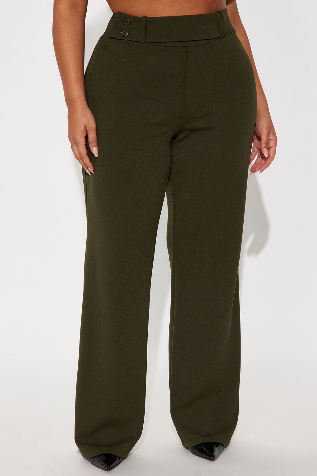 Office Tea Straight Leg Trouser Pant - Olive
