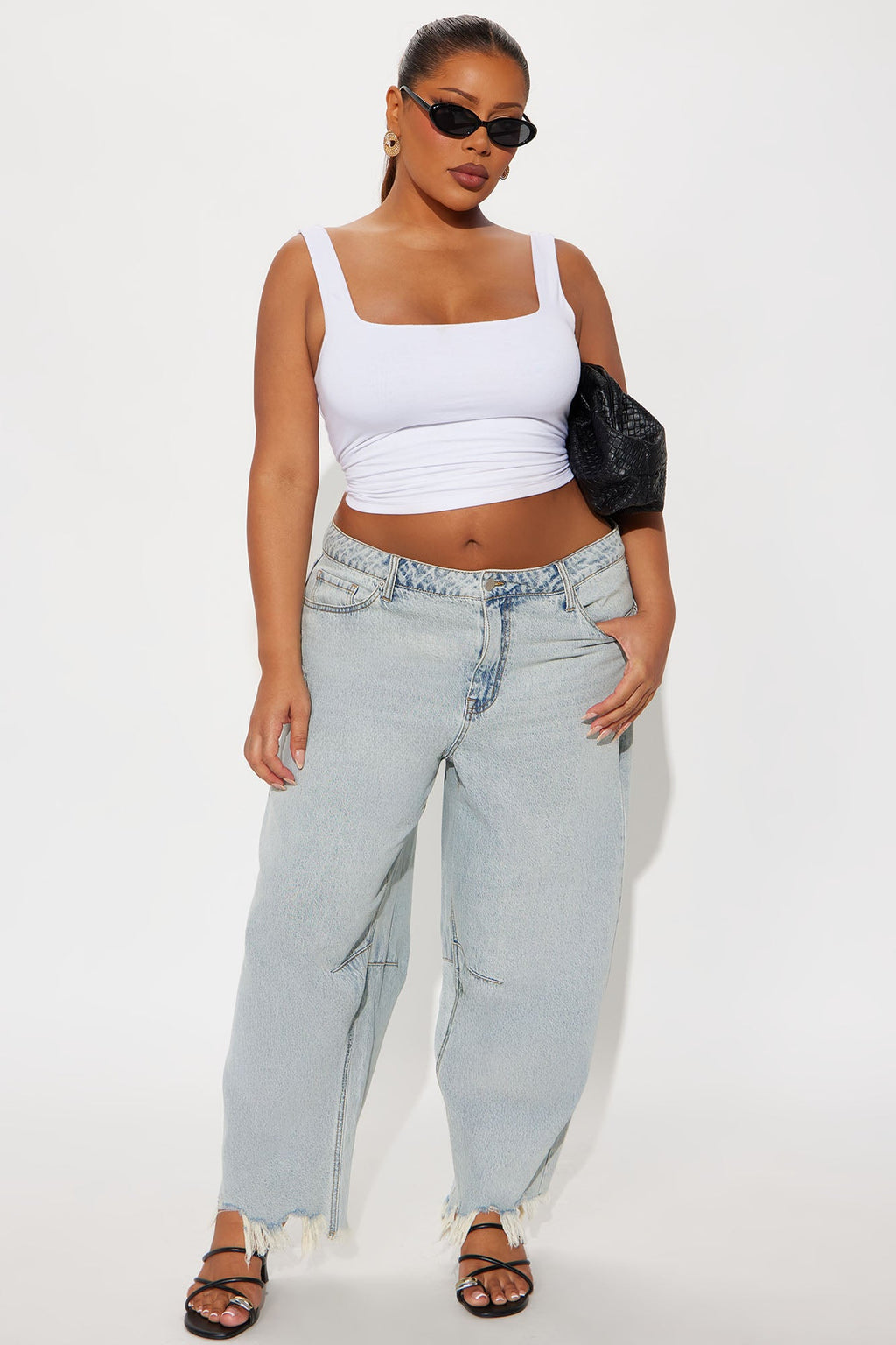 Patron Fray Hem Cropped Barrel Jean - Vintage Wash