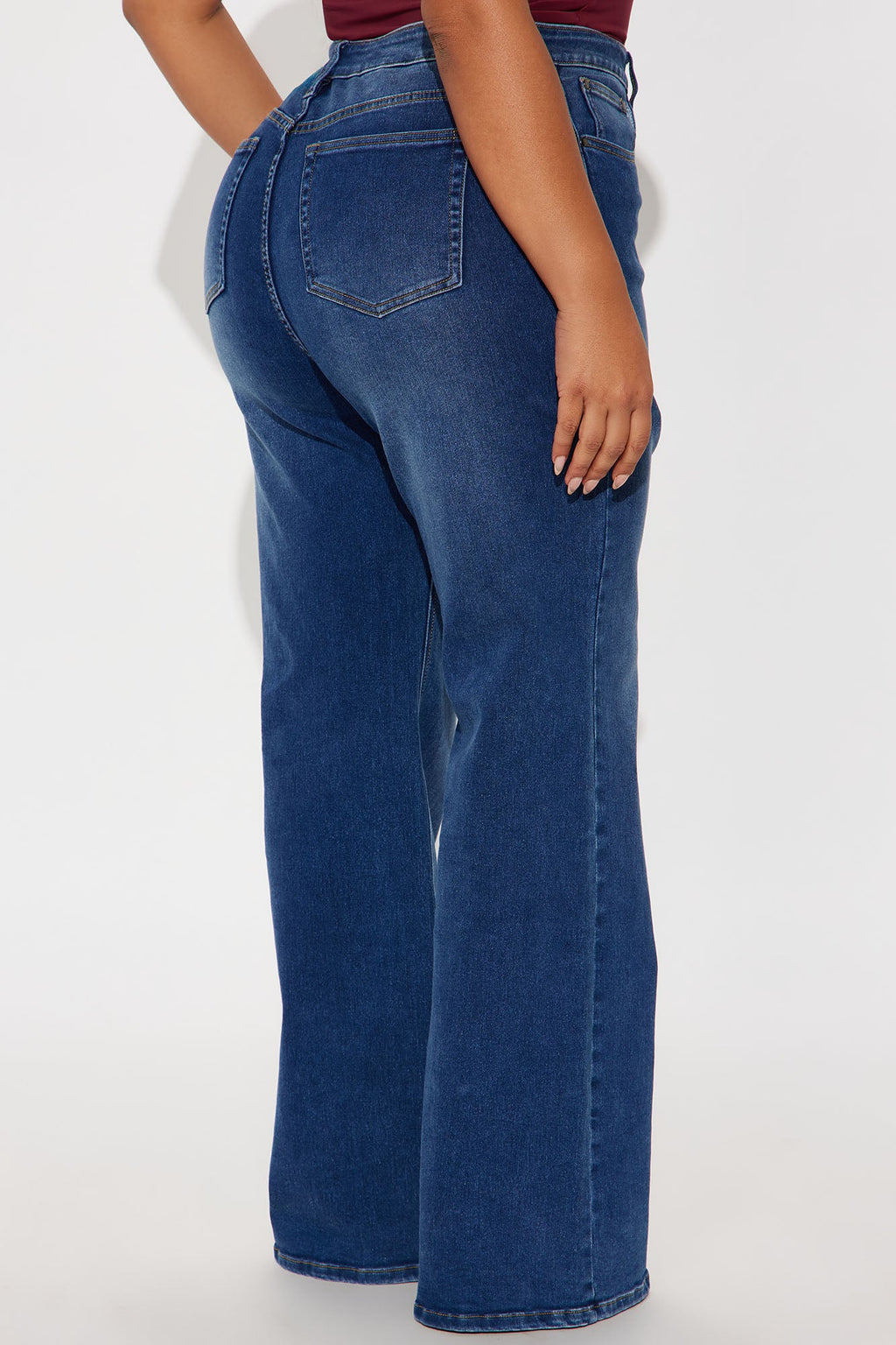 Make My Day Stretch Wide Leg Jeans - Dark Wash