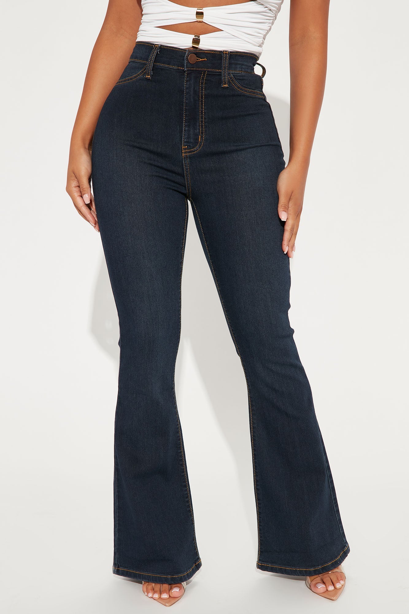 Petite Deep In My Soul Flare Jeans - Dark Denim