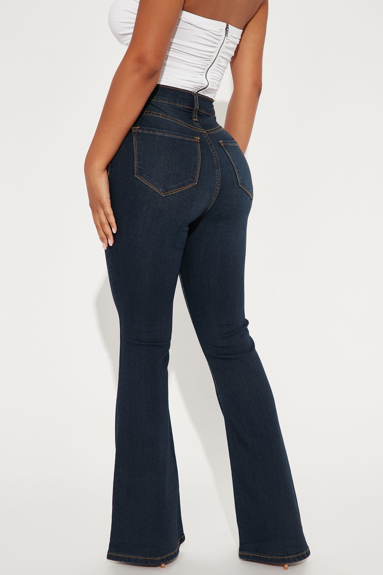 Petite Deep In My Soul Flare Jeans - Dark Denim