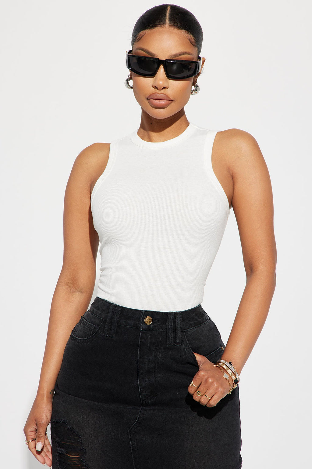 Lily Ribbed Tank - Off White