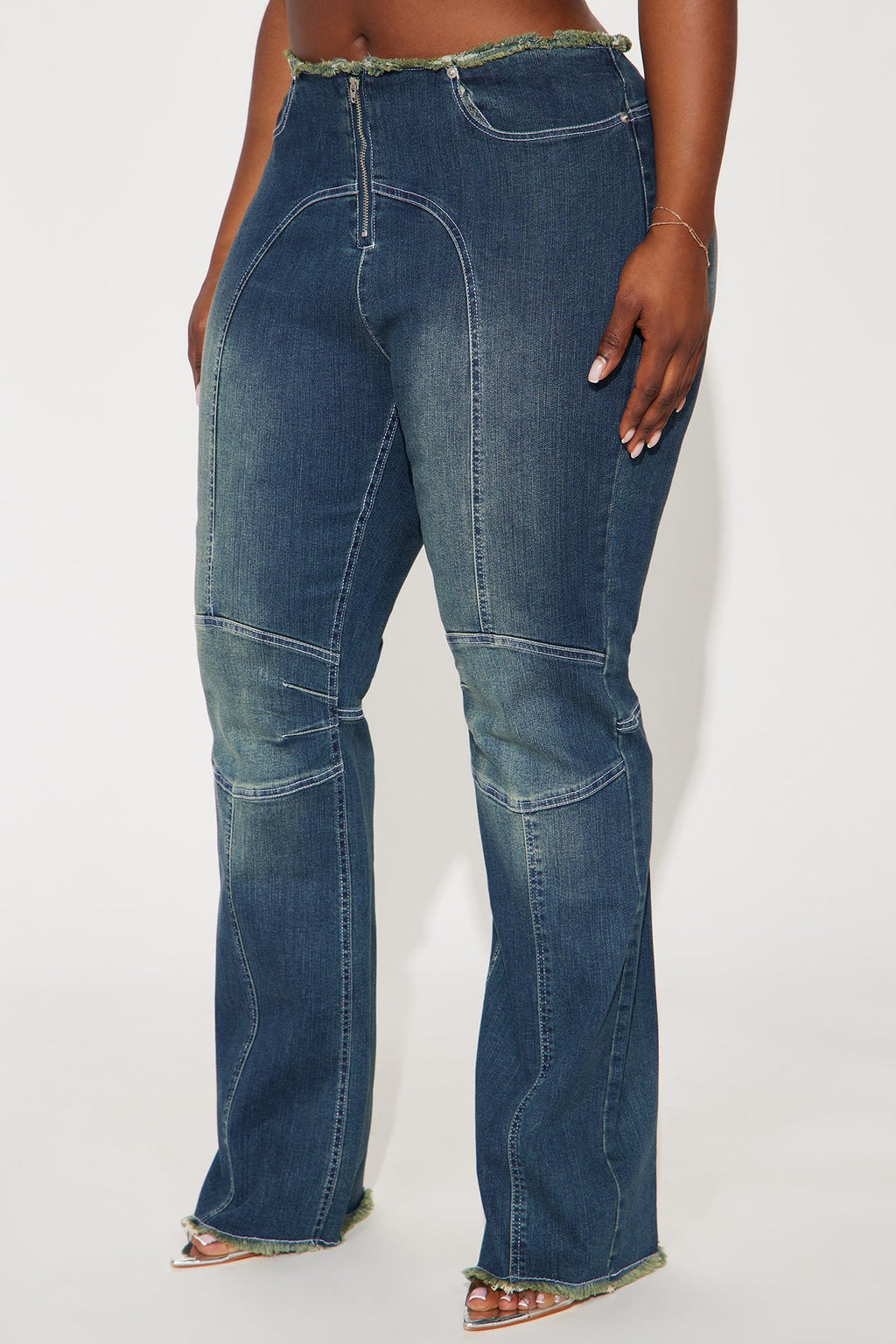 One Of Those Moments Moto Stretch Bootcut Jeans - Dark Wash