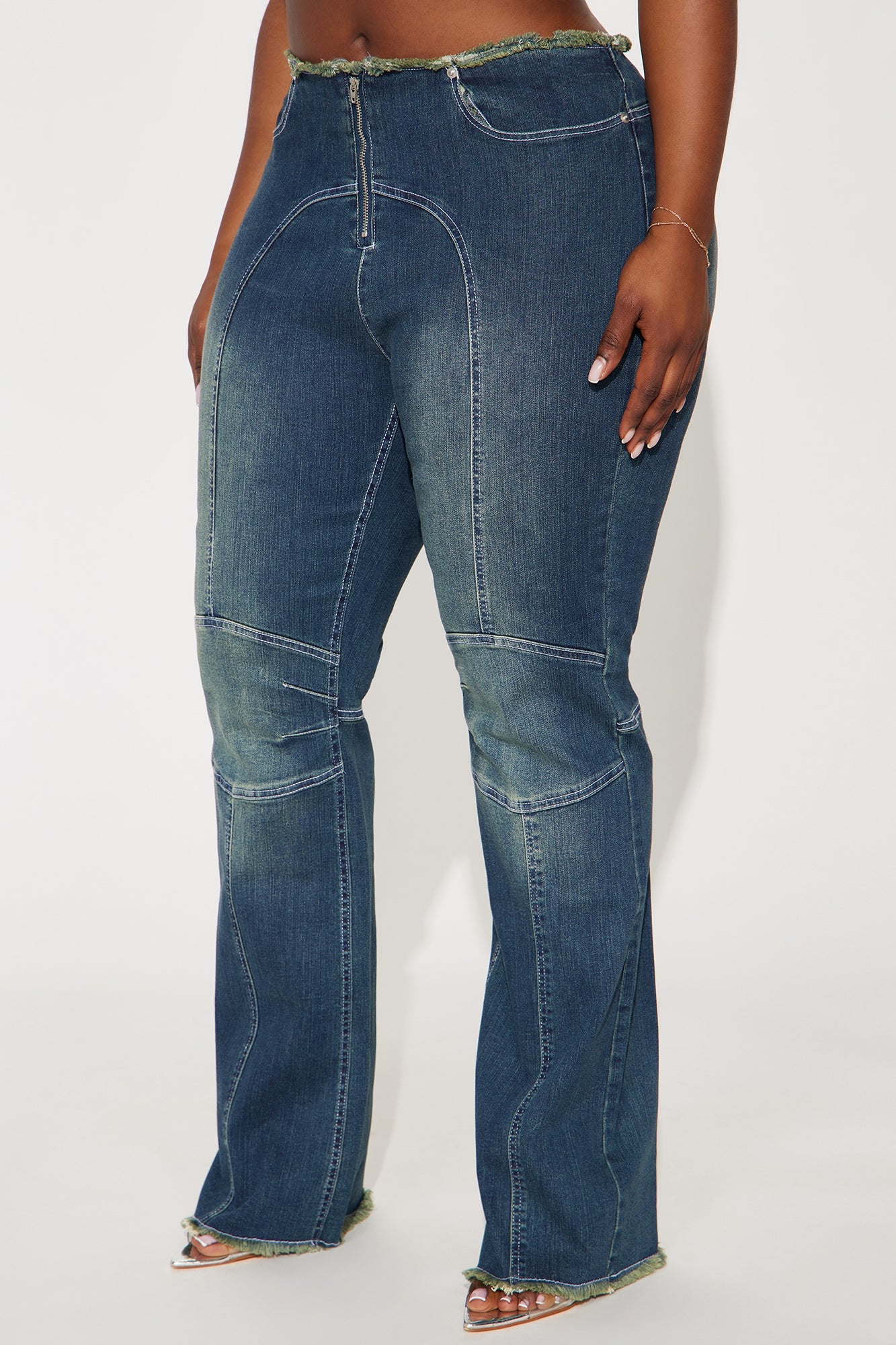 One Of Those Moments Moto Stretch Bootcut Jeans - Dark Wash