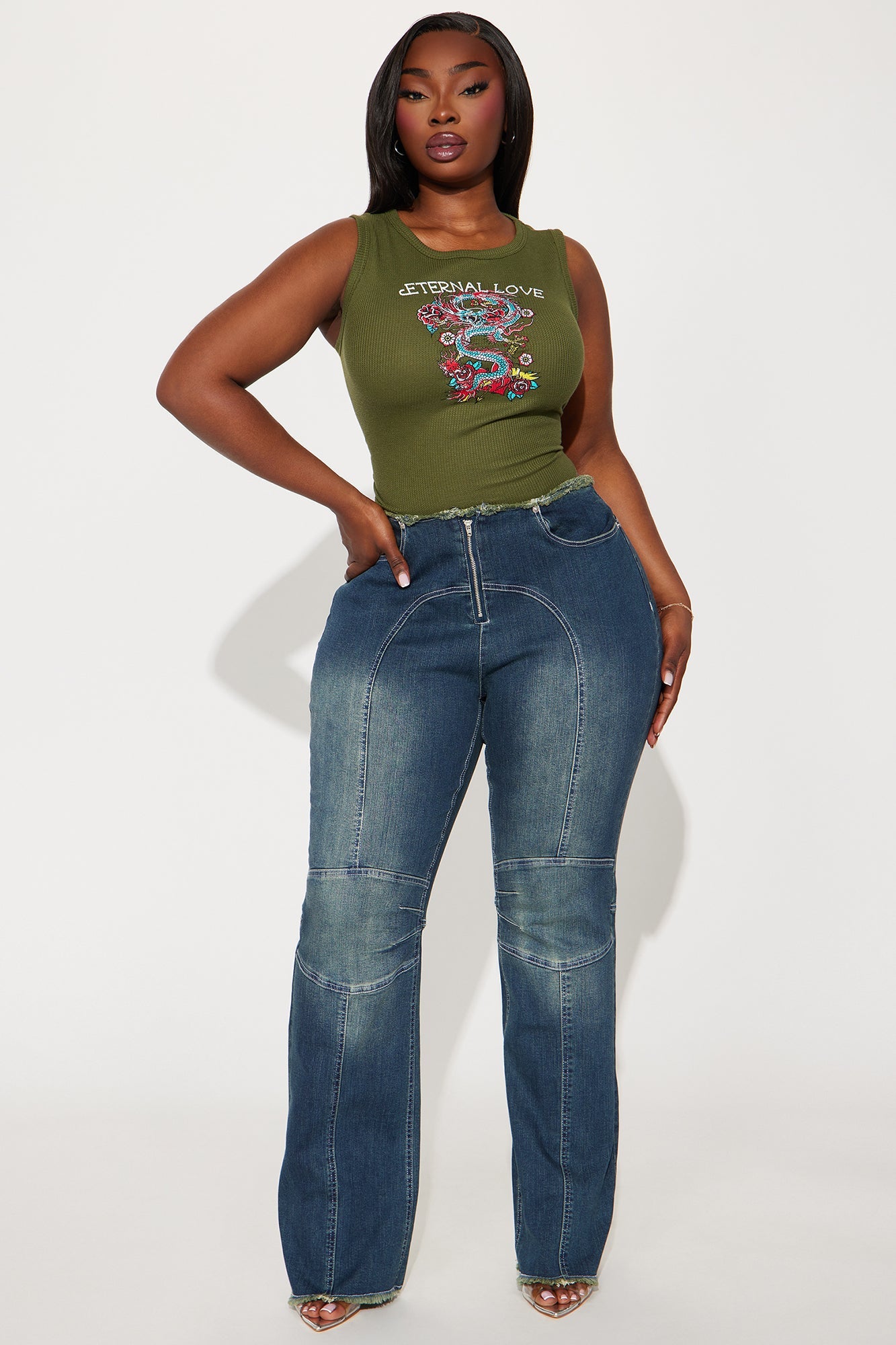 One Of Those Moments Moto Stretch Bootcut Jeans - Dark Wash