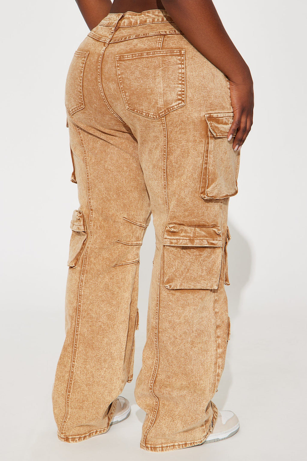 Devoted To It Stretch Cargo Straight Leg Jeans - Brown