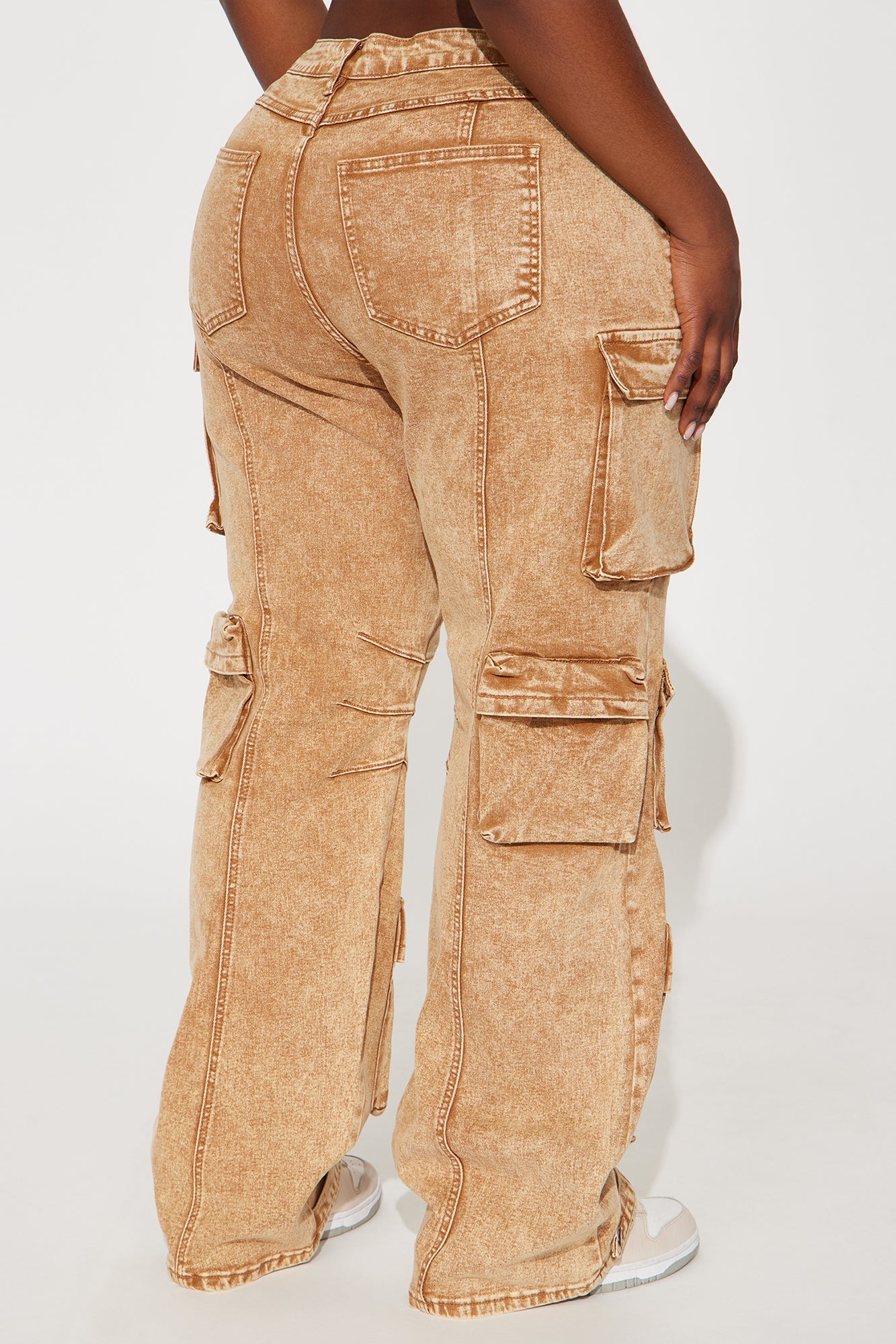 Devoted To It Stretch Cargo Straight Leg Jeans - Brown