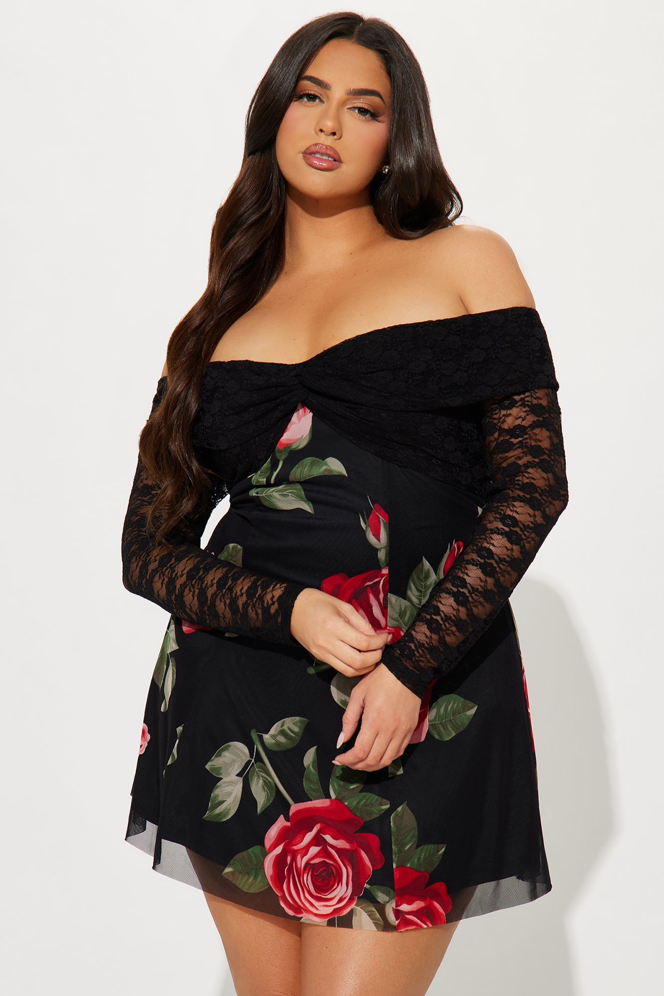 Rosalee Mesh Mini Dress - Black