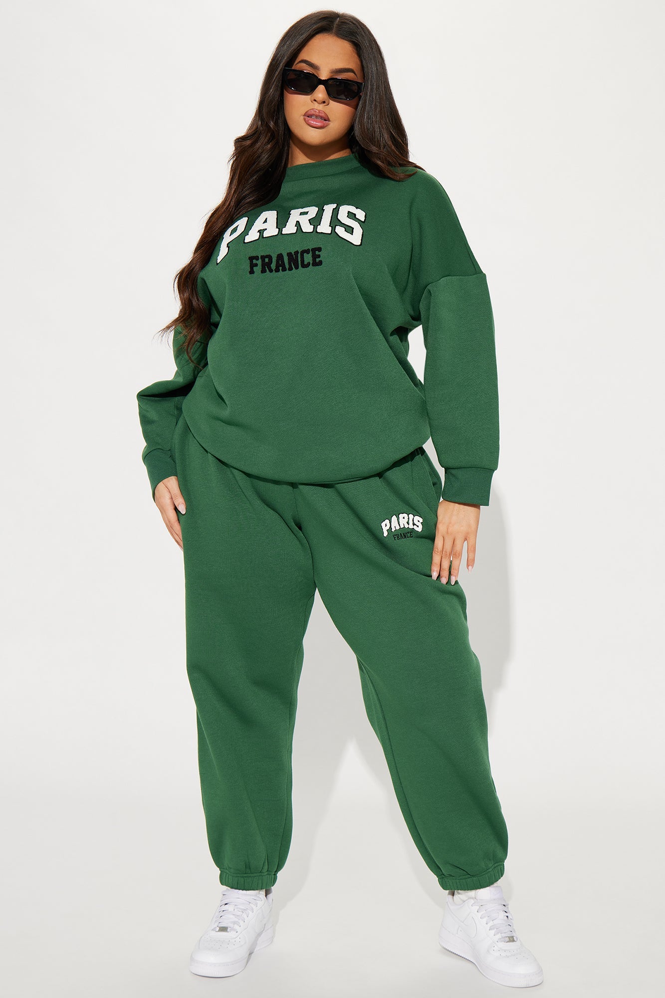 Staying In Paris Jogger Set - Hunter