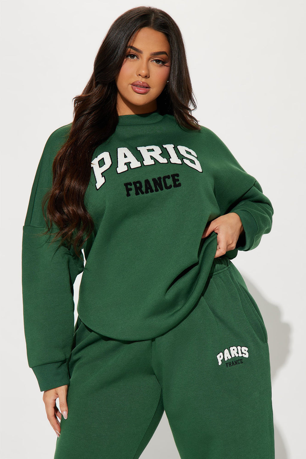 Staying In Paris Jogger Set - Hunter