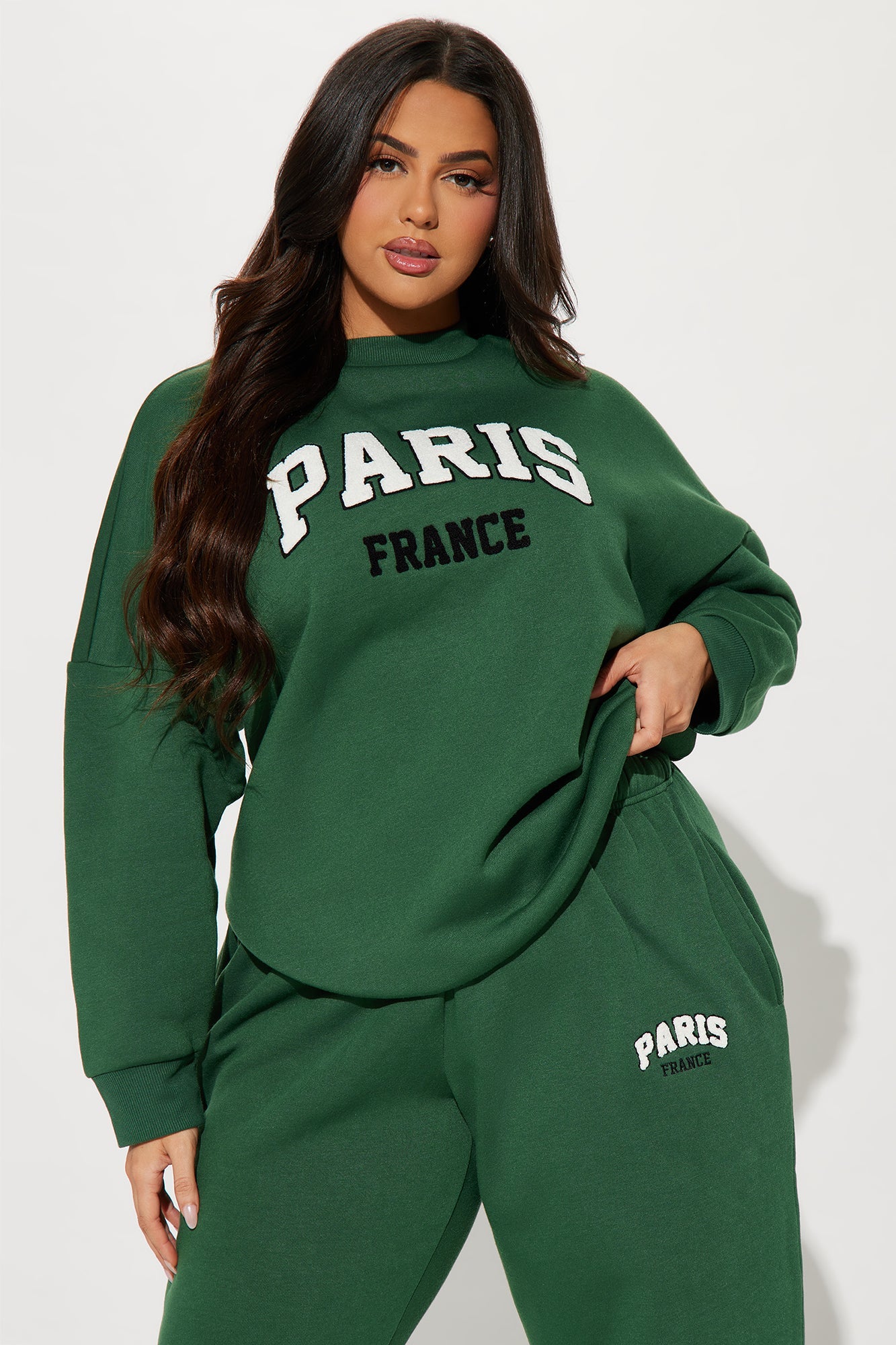 Staying In Paris Jogger Set - Hunter