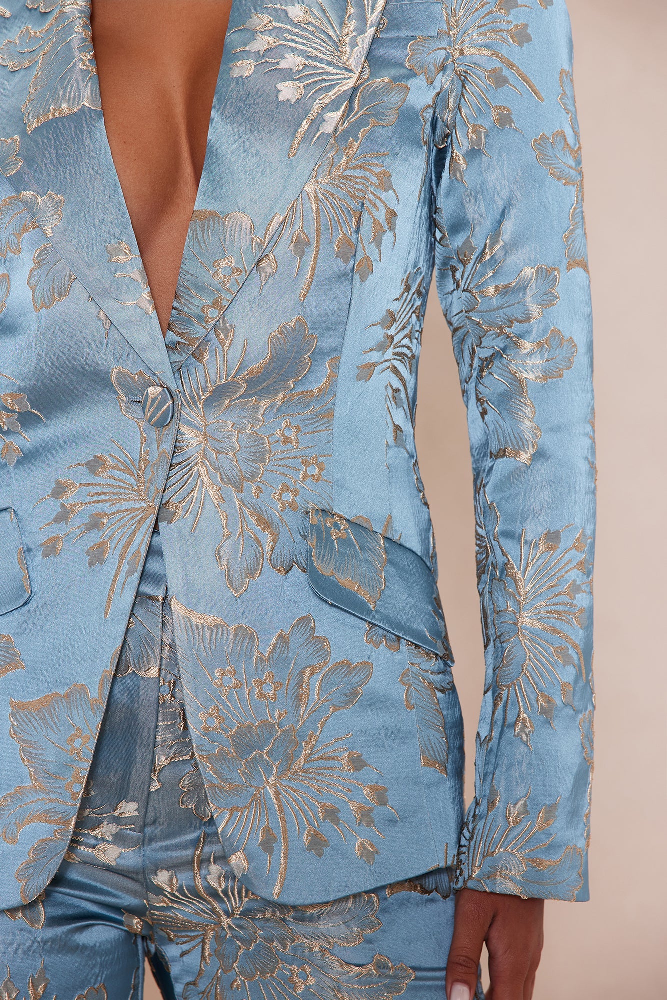 Annika Satin Suit Set - Blue