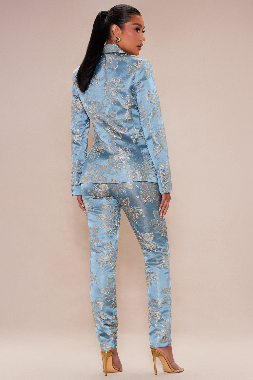 Annika Satin Suit Set - Blue