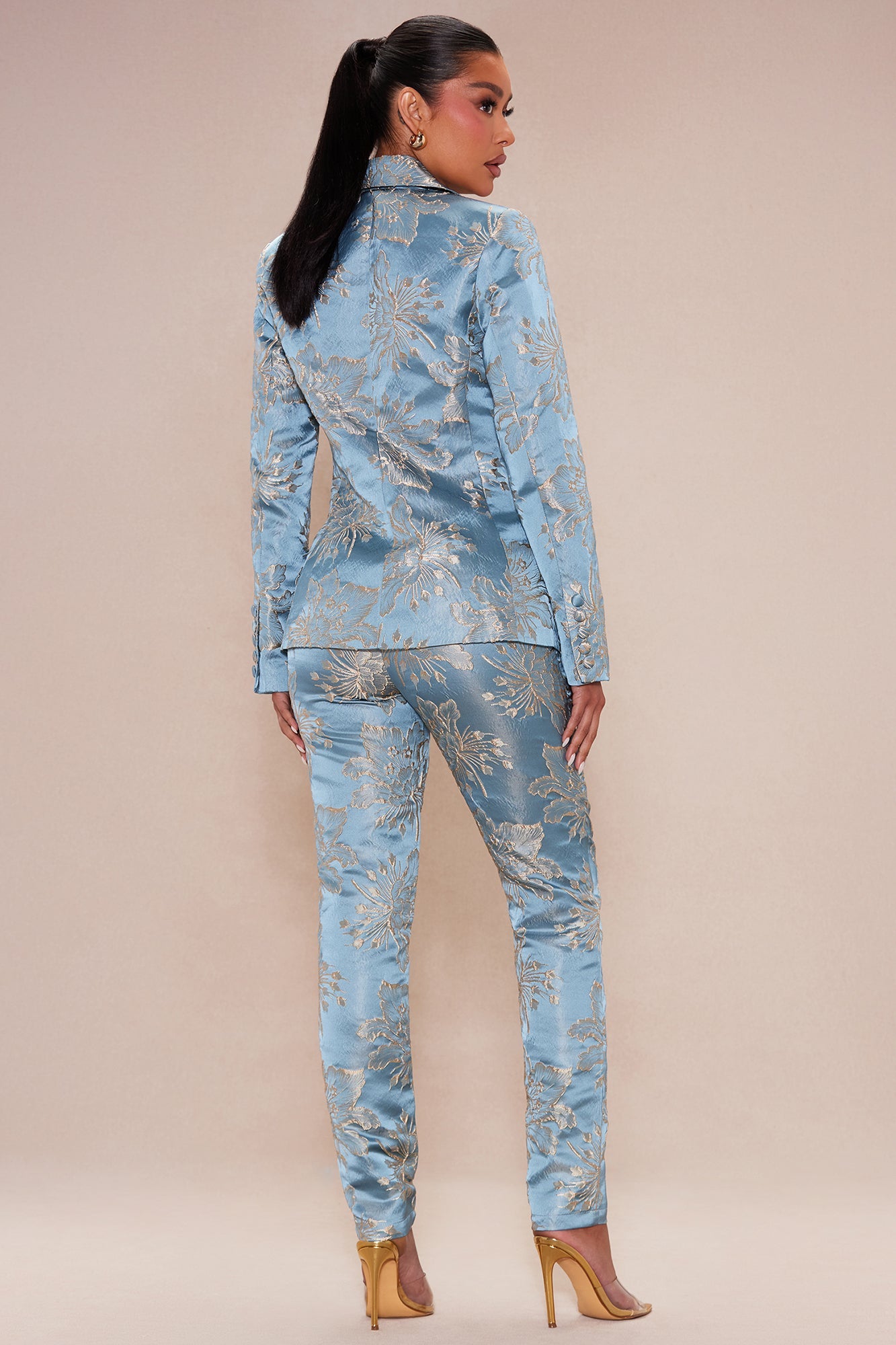 Annika Satin Suit Set - Blue