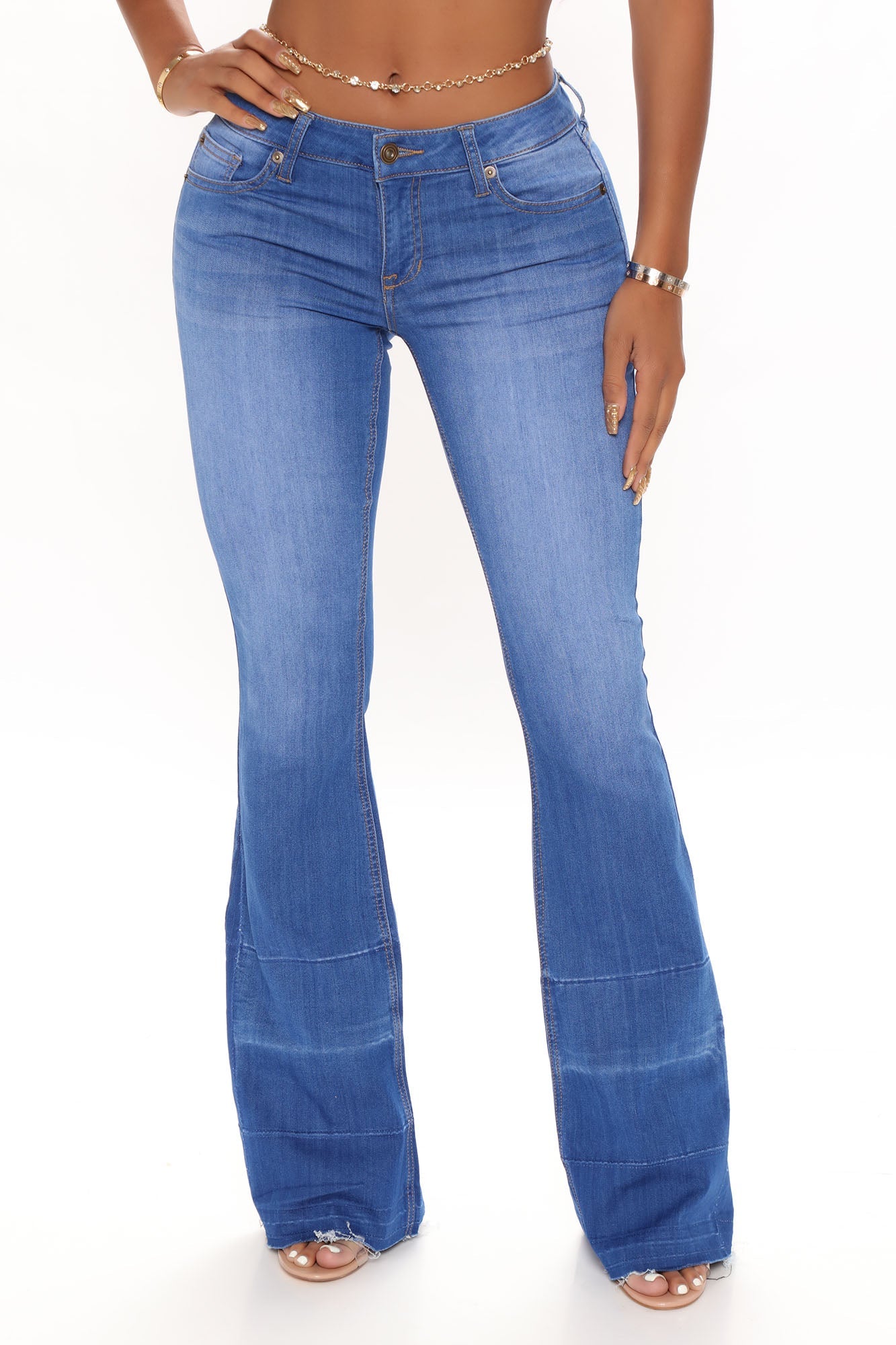 Janis Super Soft Low Rise Flare Jeans - Blue Wash