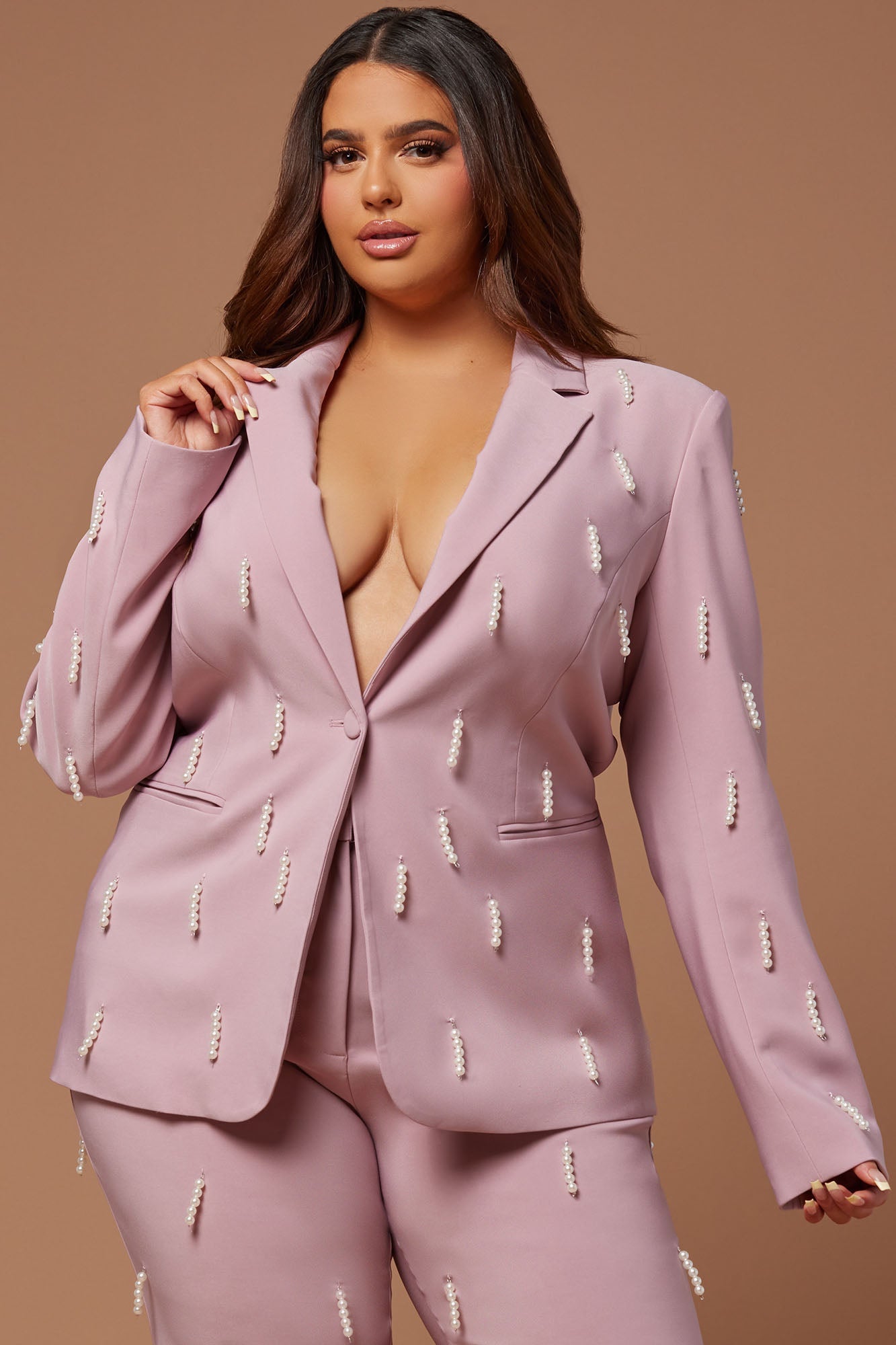 Bella Embellished Blazer - Mauve