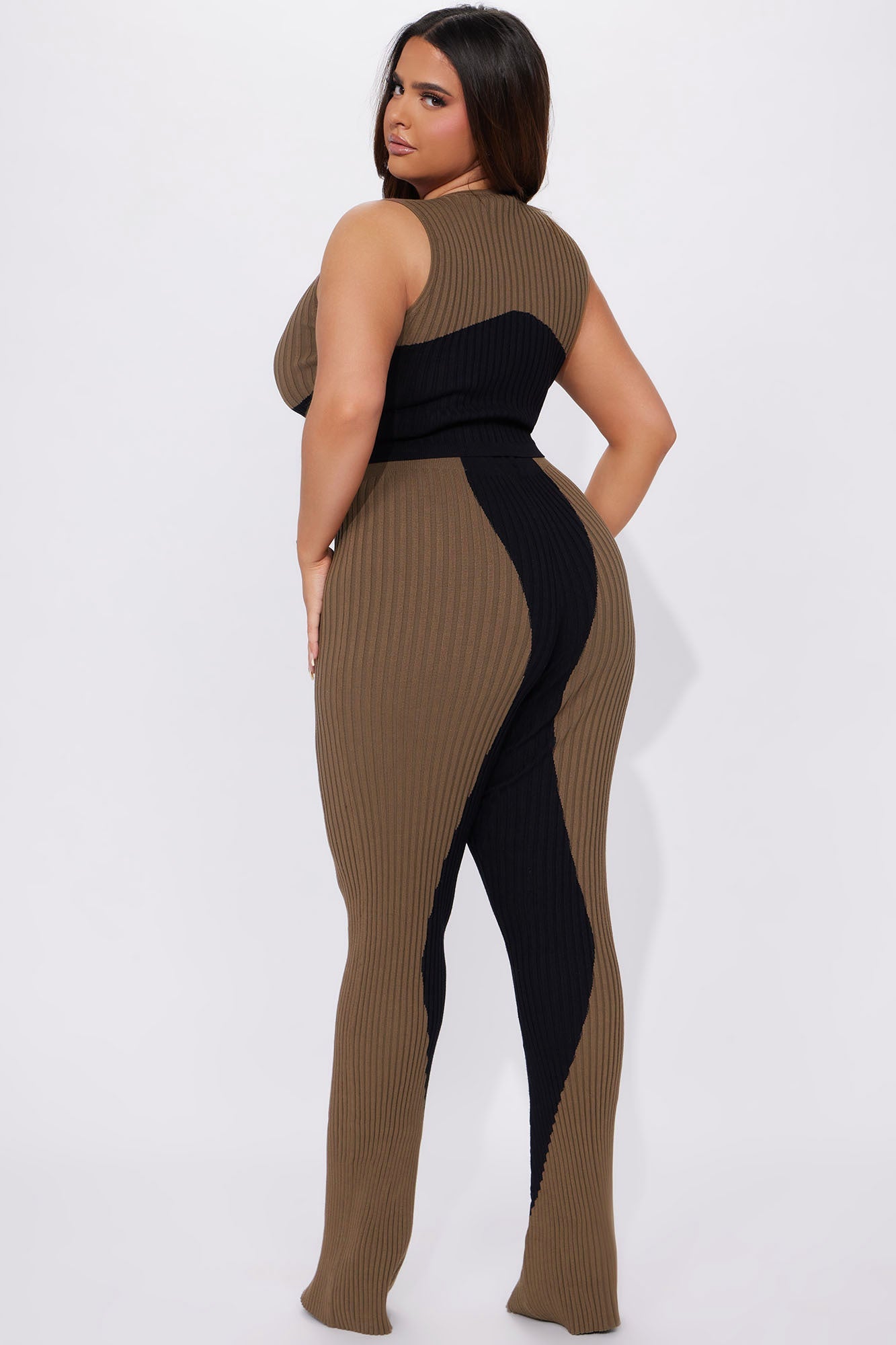 Wavy Days Sweater Pant Set - Black/Brown