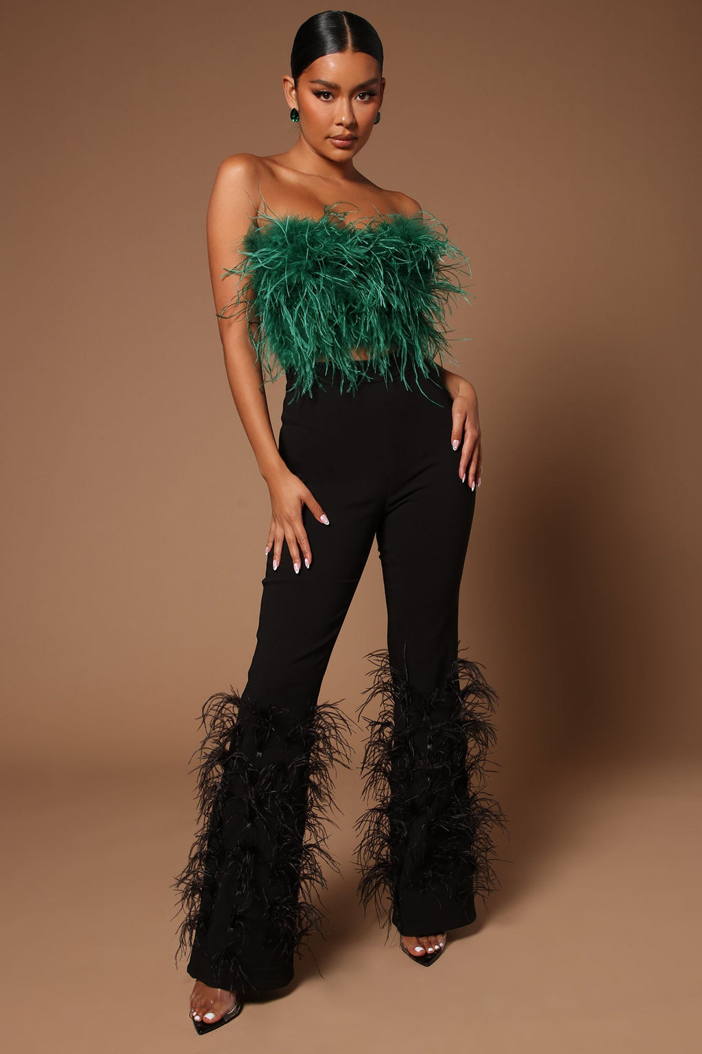 Asalia Feathered Top - Emerald