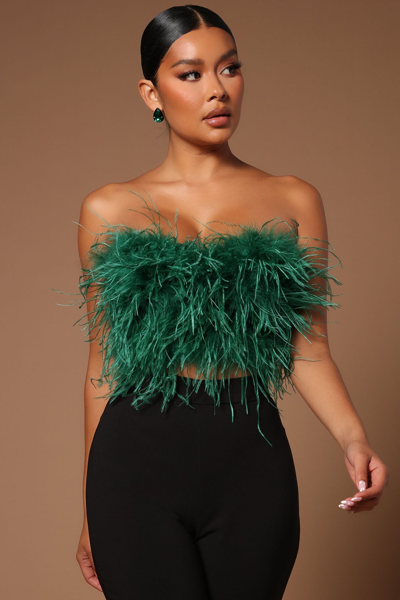 Asalia Feathered Top - Emerald
