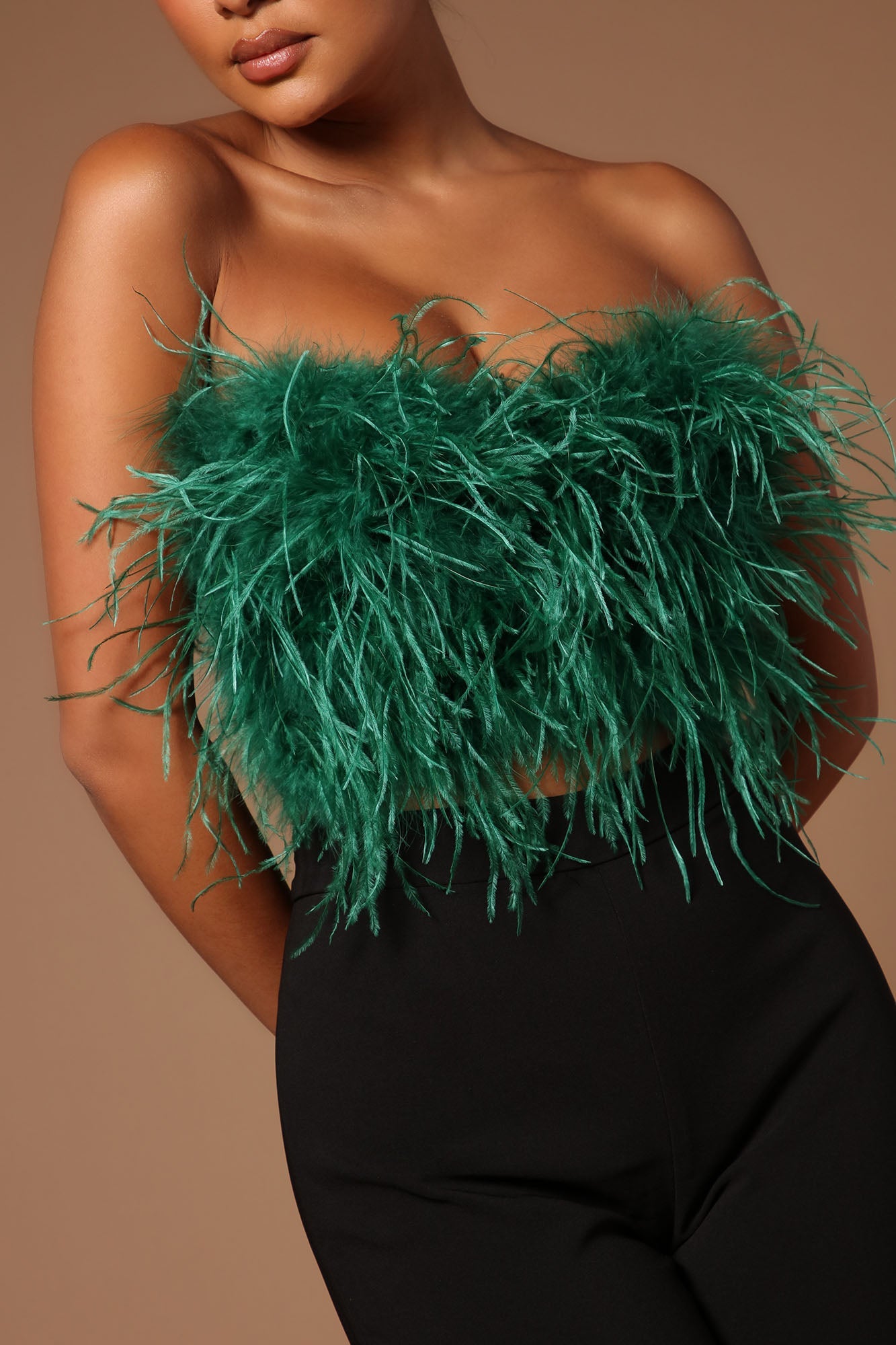 Asalia Feathered Top - Emerald