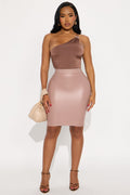 Avalon Faux Leather Pencil Midi Skirt - Blush