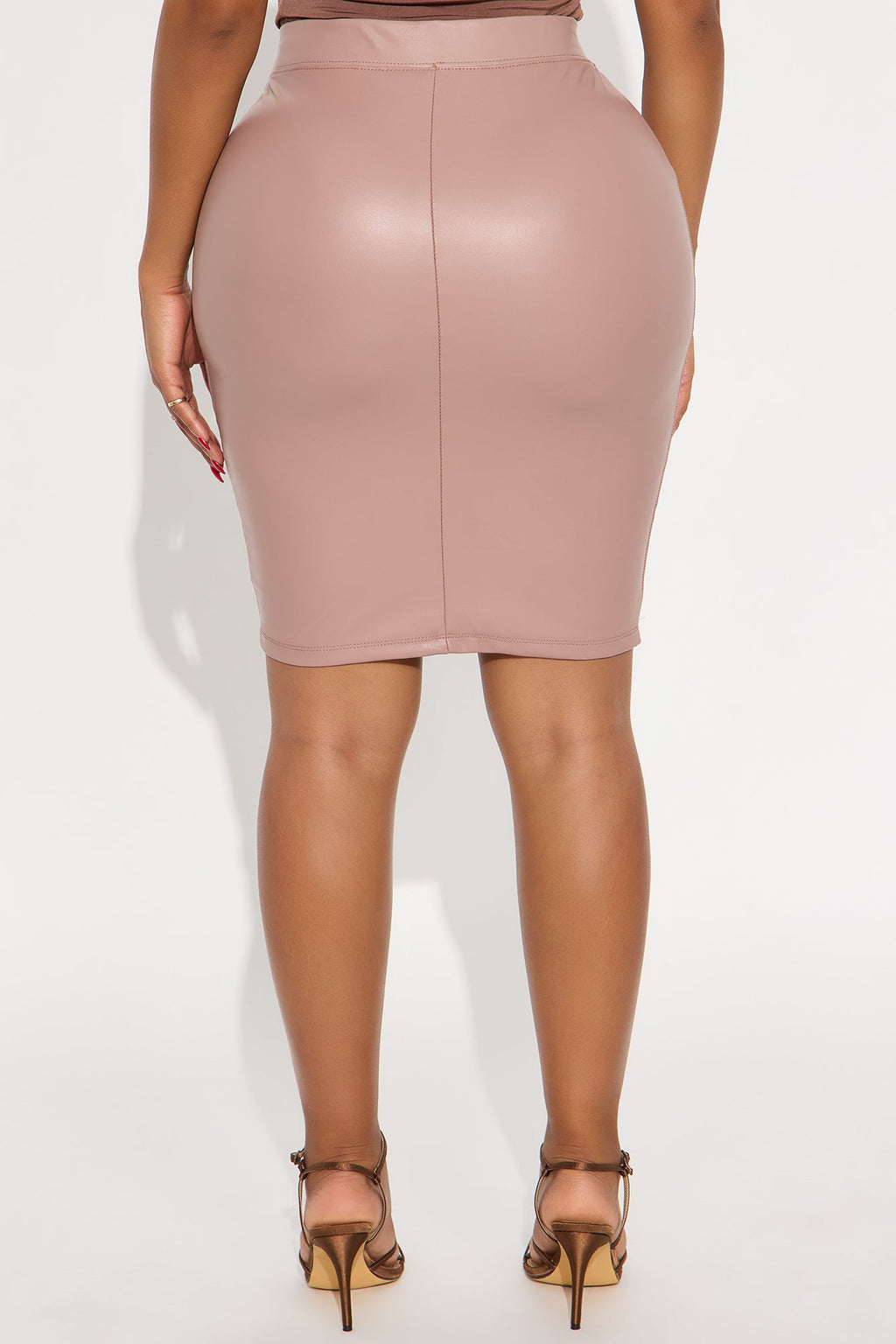 Avalon Faux Leather Pencil Midi Skirt - Blush