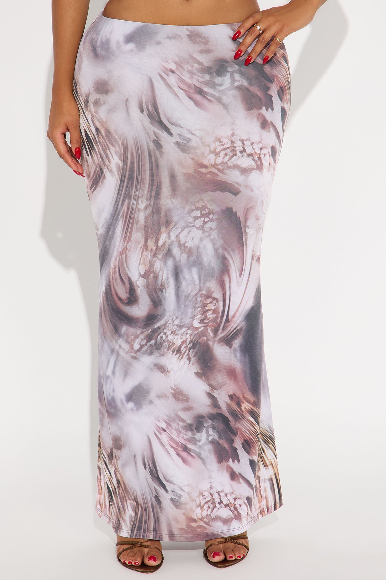 Figure Me Out Maxi Skirt - Grey/combo