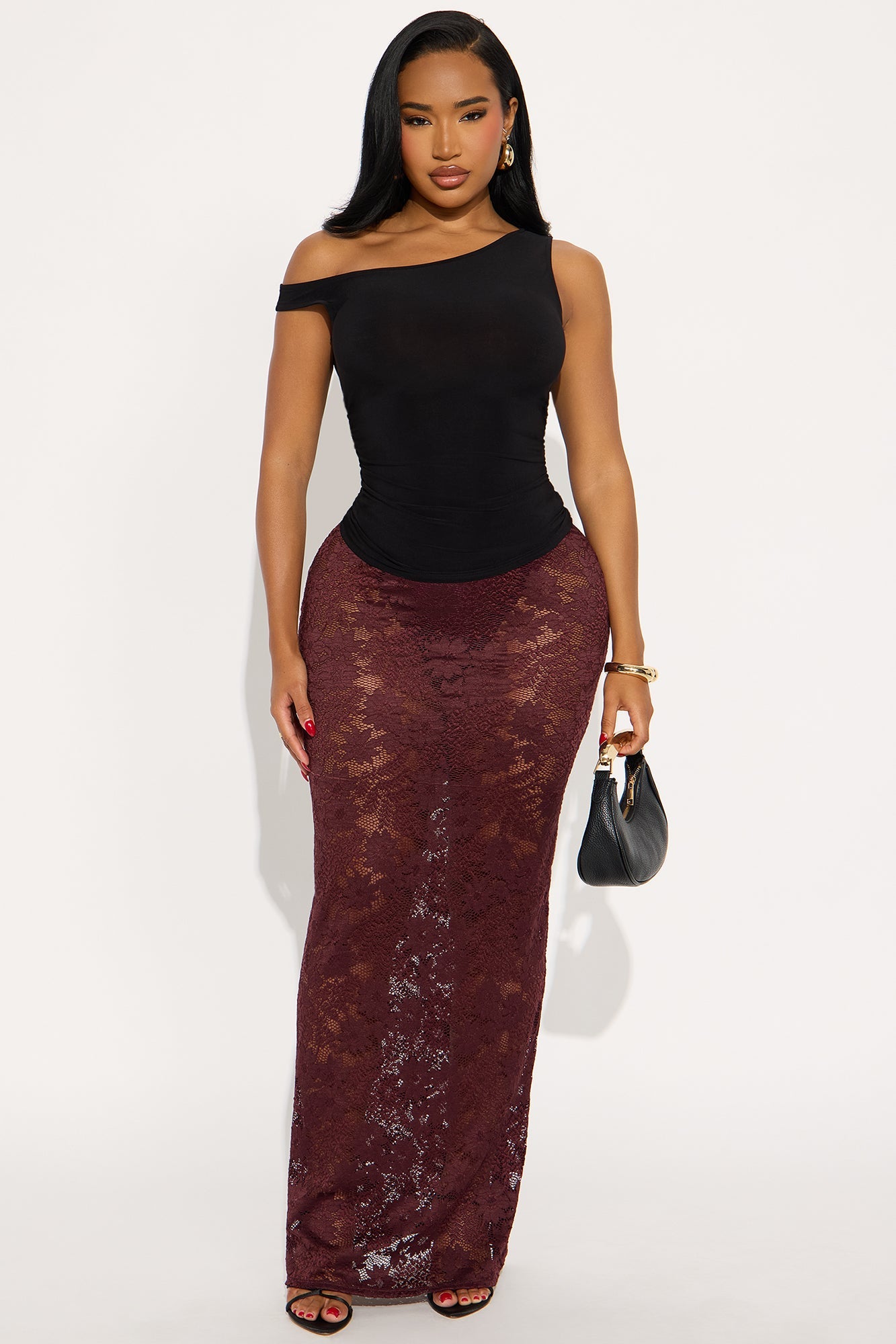 Lost In Lace Sheer Maxi Skirt - Chocolate