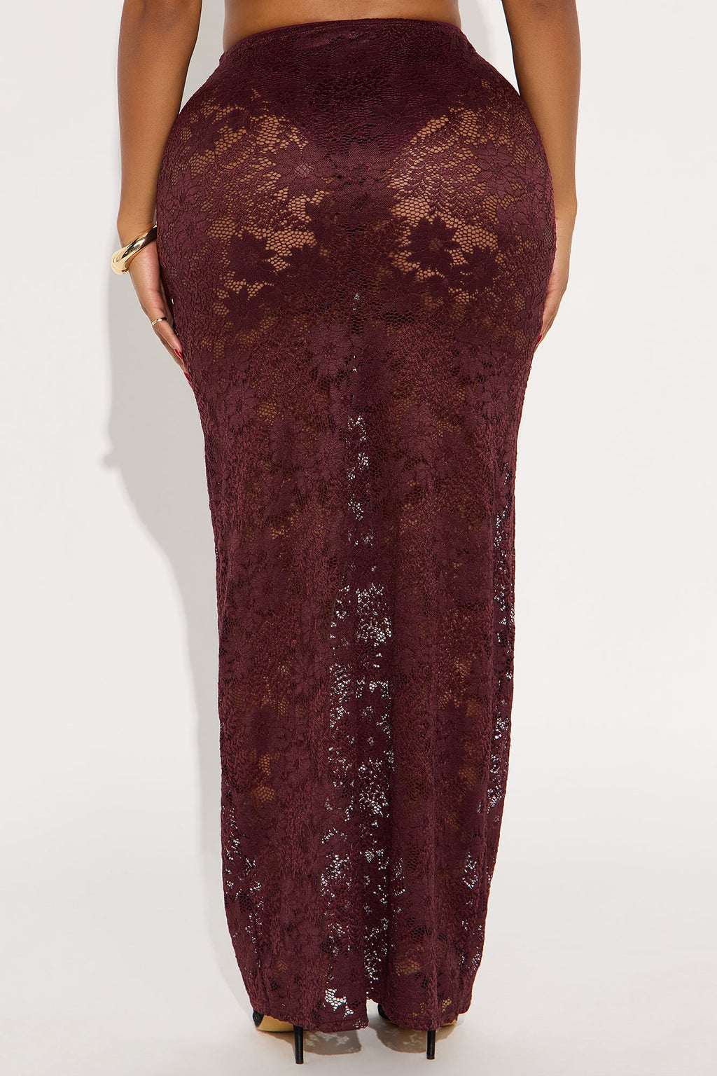 Lost In Lace Sheer Maxi Skirt - Chocolate