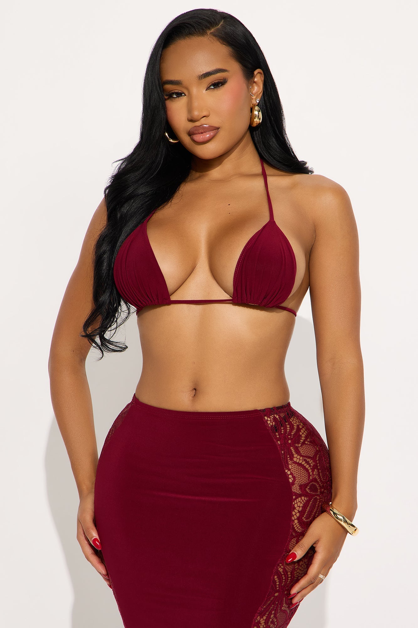 Delicate Desire Skirt Set - Wine